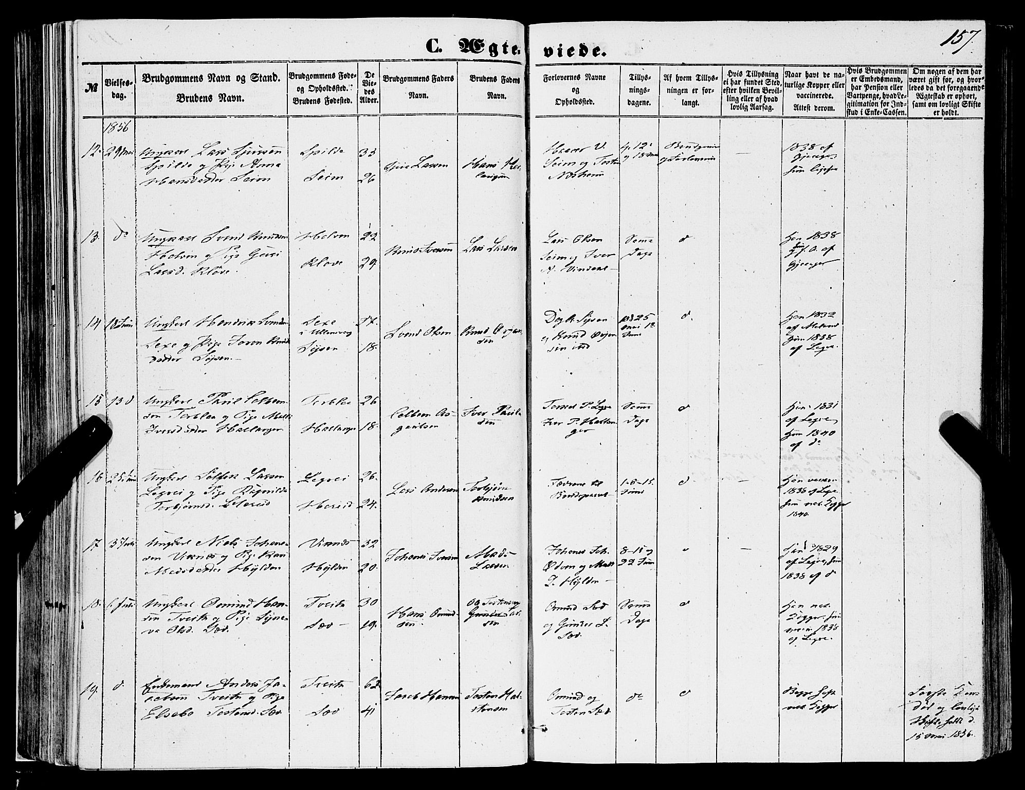 Ulvik sokneprestembete, AV/SAB-A-78801/H/Haa: Parish register (official) no. A 13, 1853-1863, p. 157