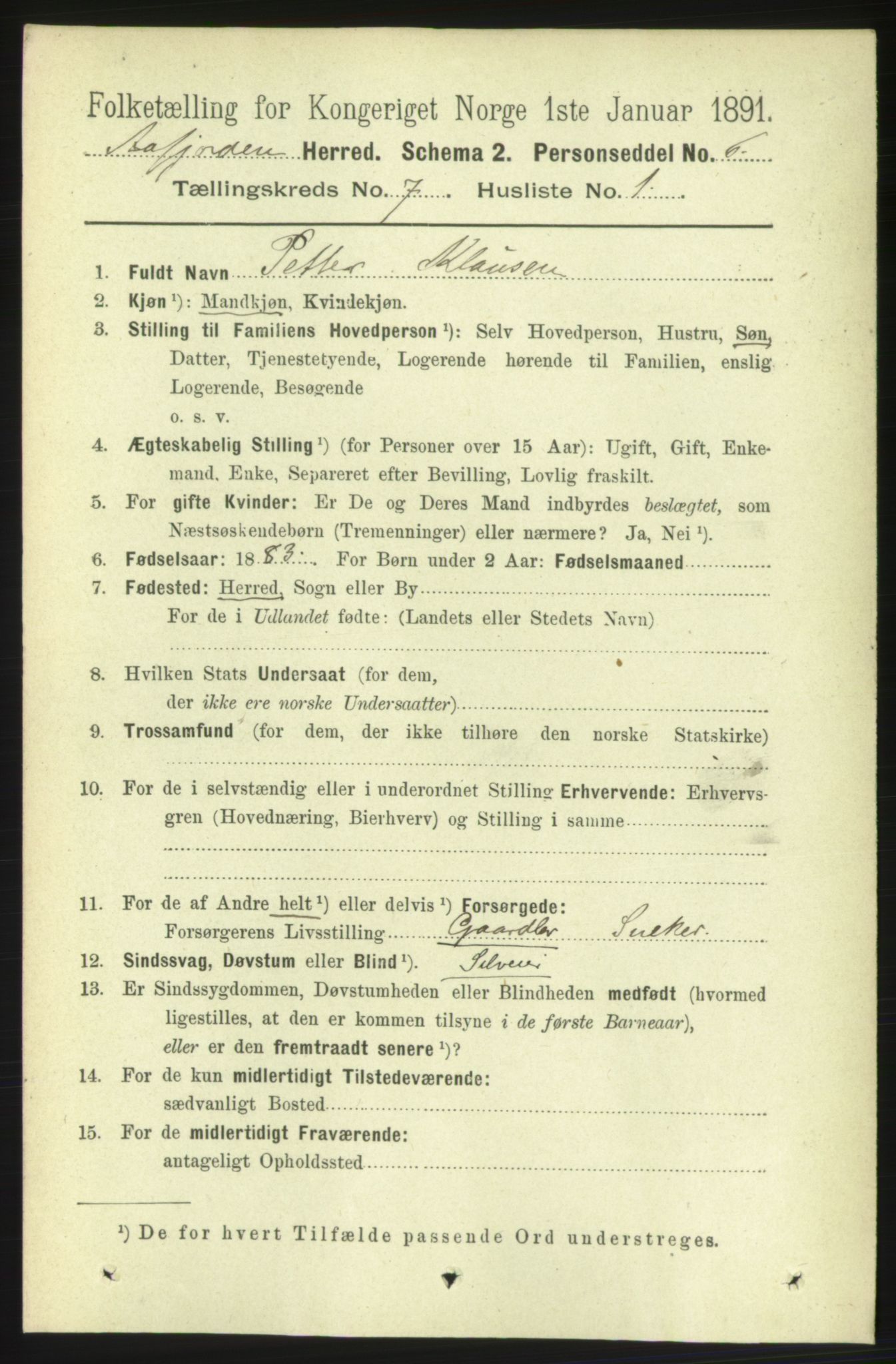 RA, 1891 census for 1630 Åfjord, 1891, p. 1711