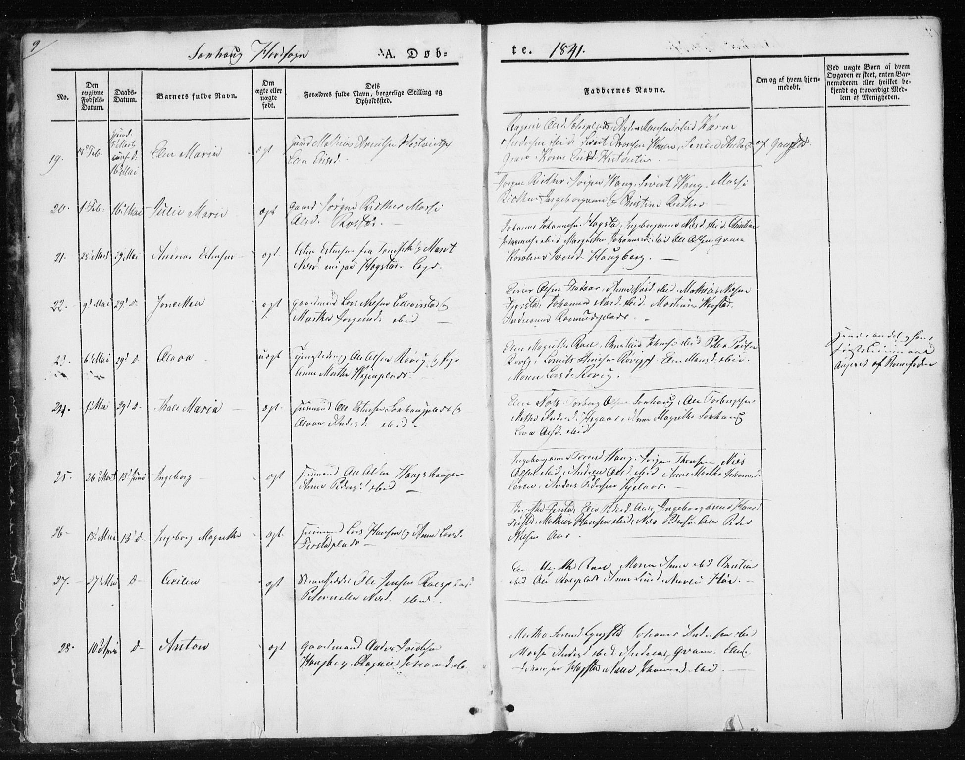 Ministerialprotokoller, klokkerbøker og fødselsregistre - Nord-Trøndelag, SAT/A-1458/730/L0280: Parish register (official) no. 730A07 /1, 1840-1854, p. 9