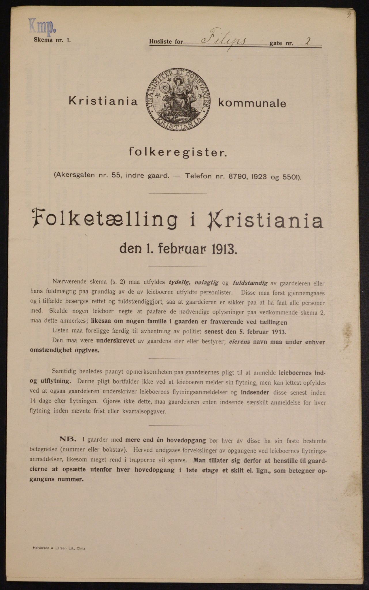 OBA, Municipal Census 1913 for Kristiania, 1913, p. 24345