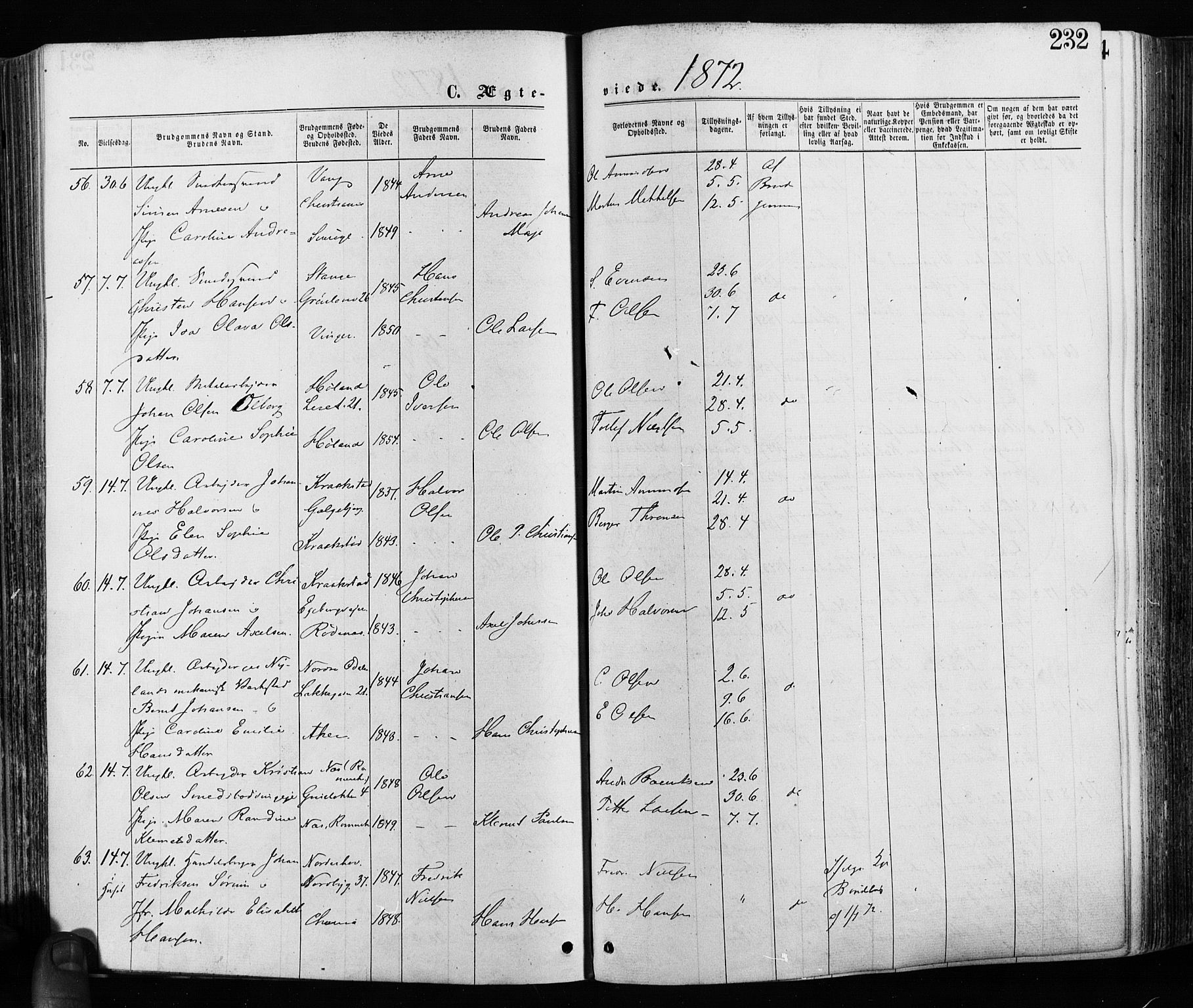 Grønland prestekontor Kirkebøker, AV/SAO-A-10848/F/Fa/L0005: Parish register (official) no. 5, 1869-1880, p. 232