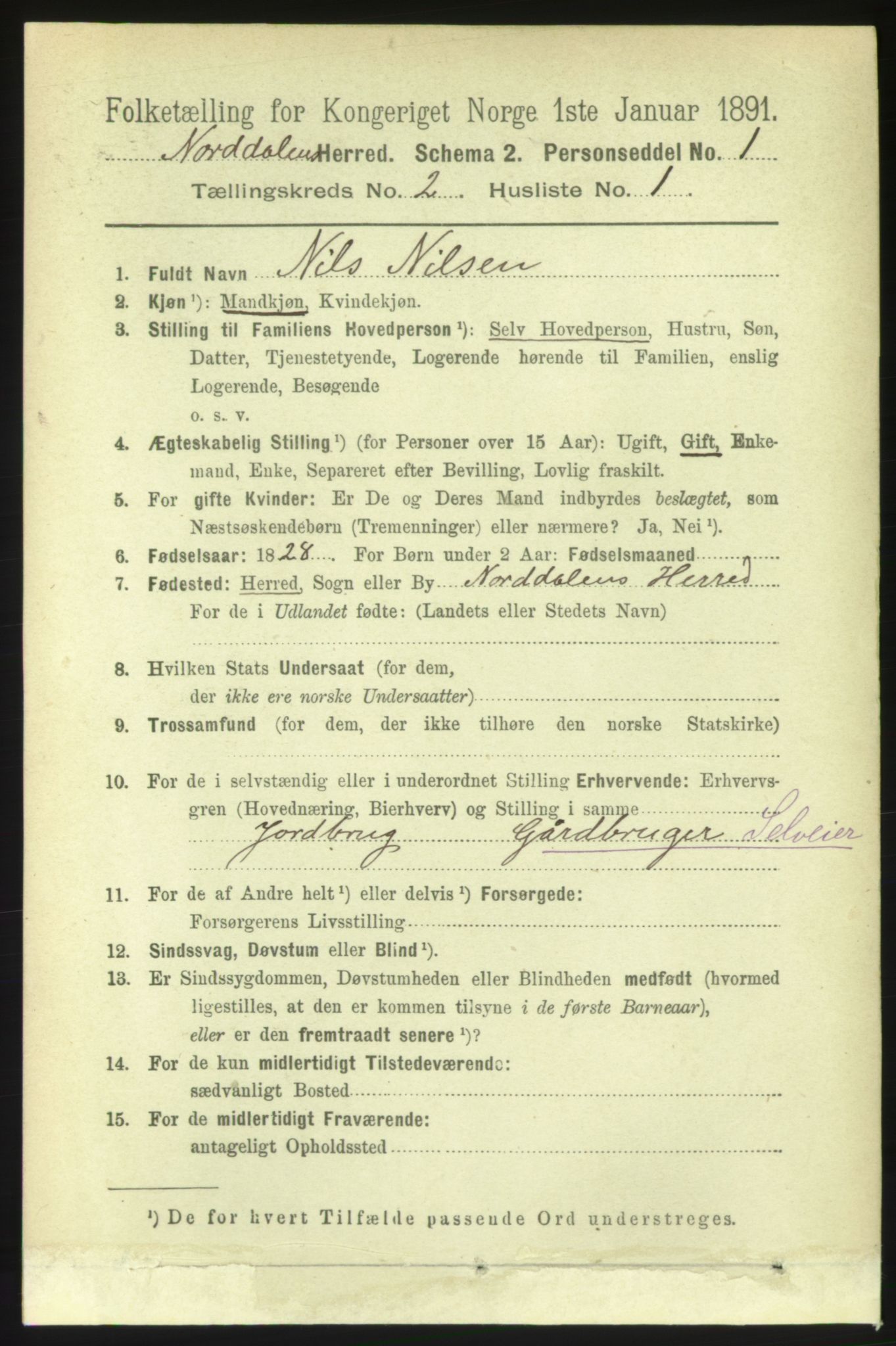 RA, 1891 census for 1524 Norddal, 1891, p. 338