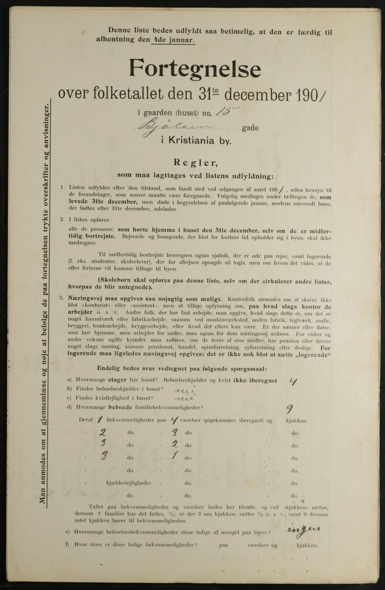 OBA, Municipal Census 1901 for Kristiania, 1901, p. 1085