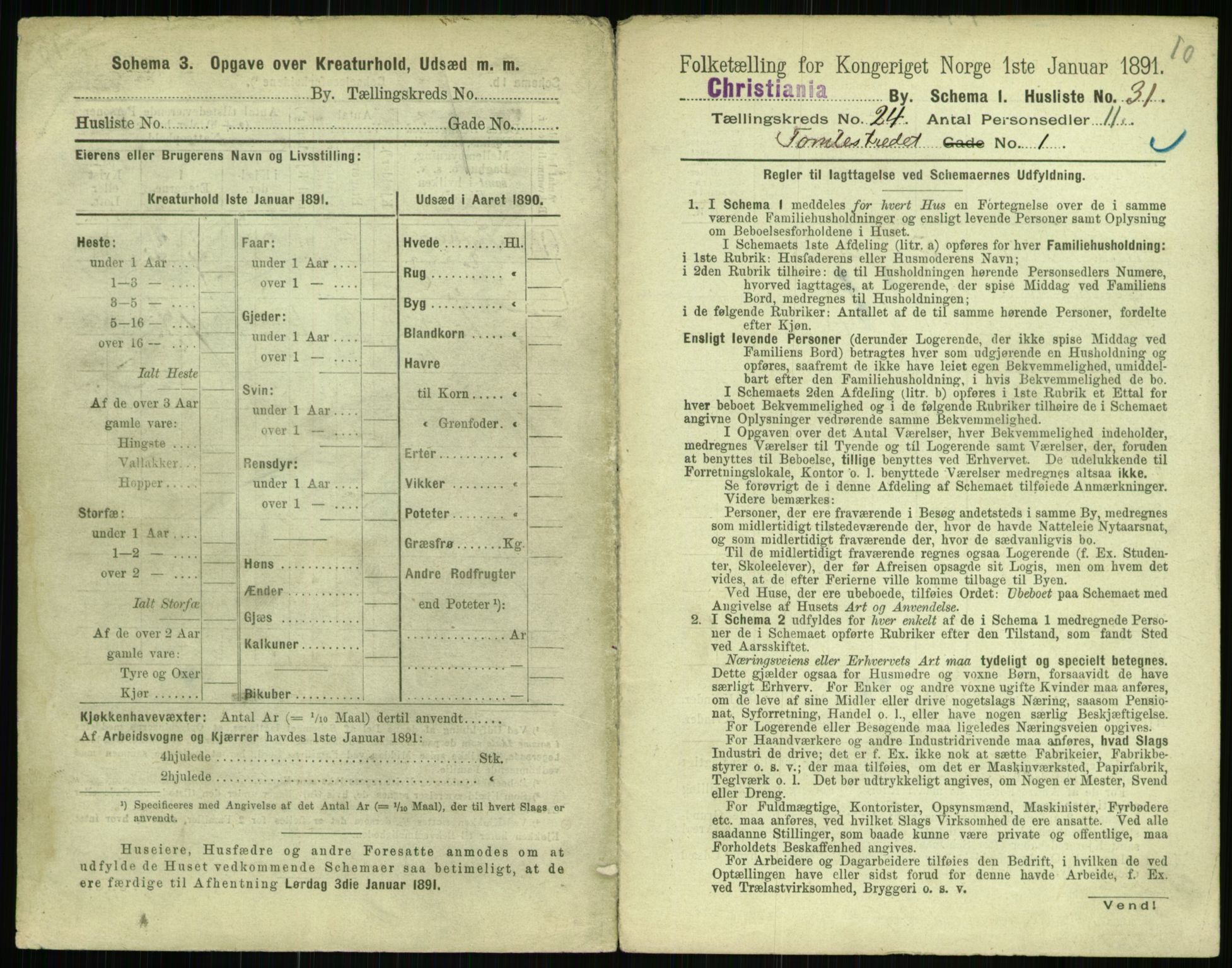 RA, 1891 census for 0301 Kristiania, 1891, p. 11596