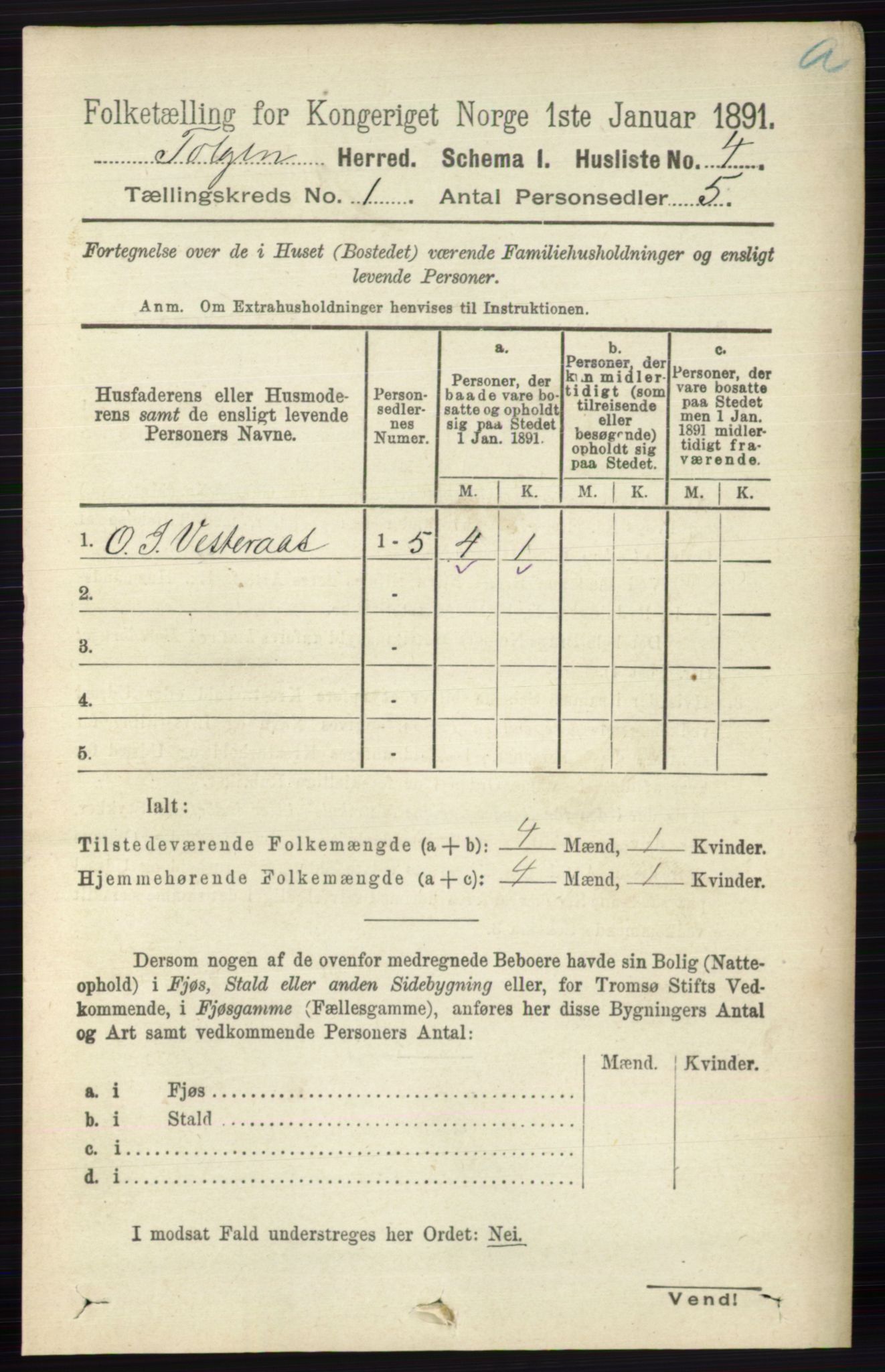 RA, 1891 census for 0436 Tolga, 1891, p. 49
