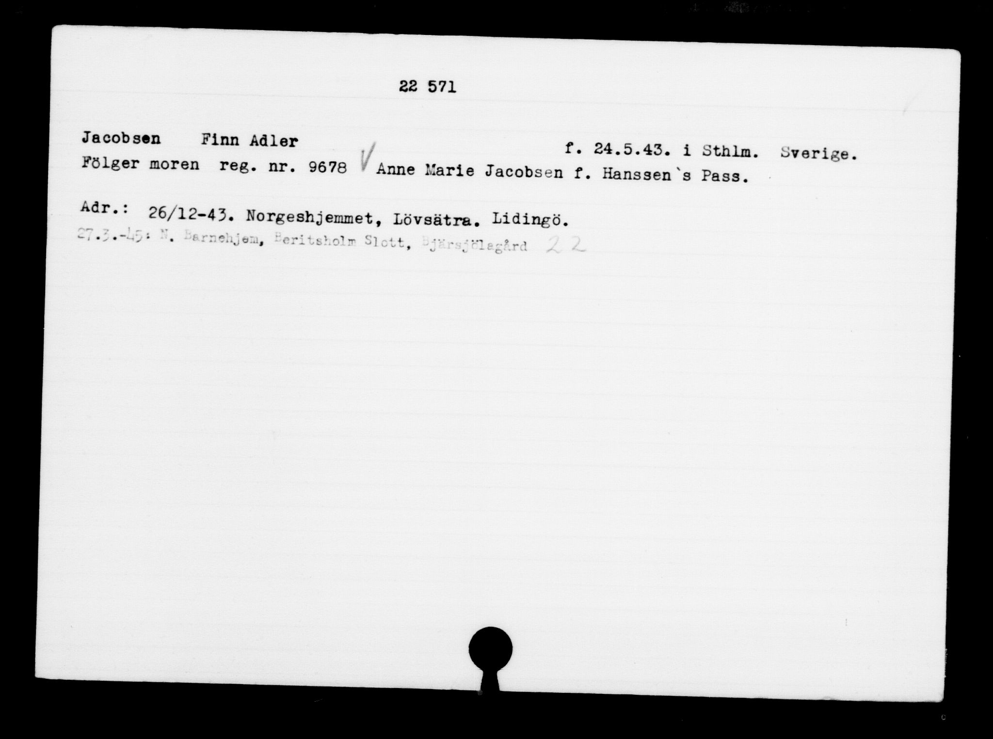 Den Kgl. Norske Legasjons Flyktningskontor, AV/RA-S-6753/V/Va/L0010: Kjesäterkartoteket.  Flyktningenr. 22000-25314, 1940-1945, p. 628