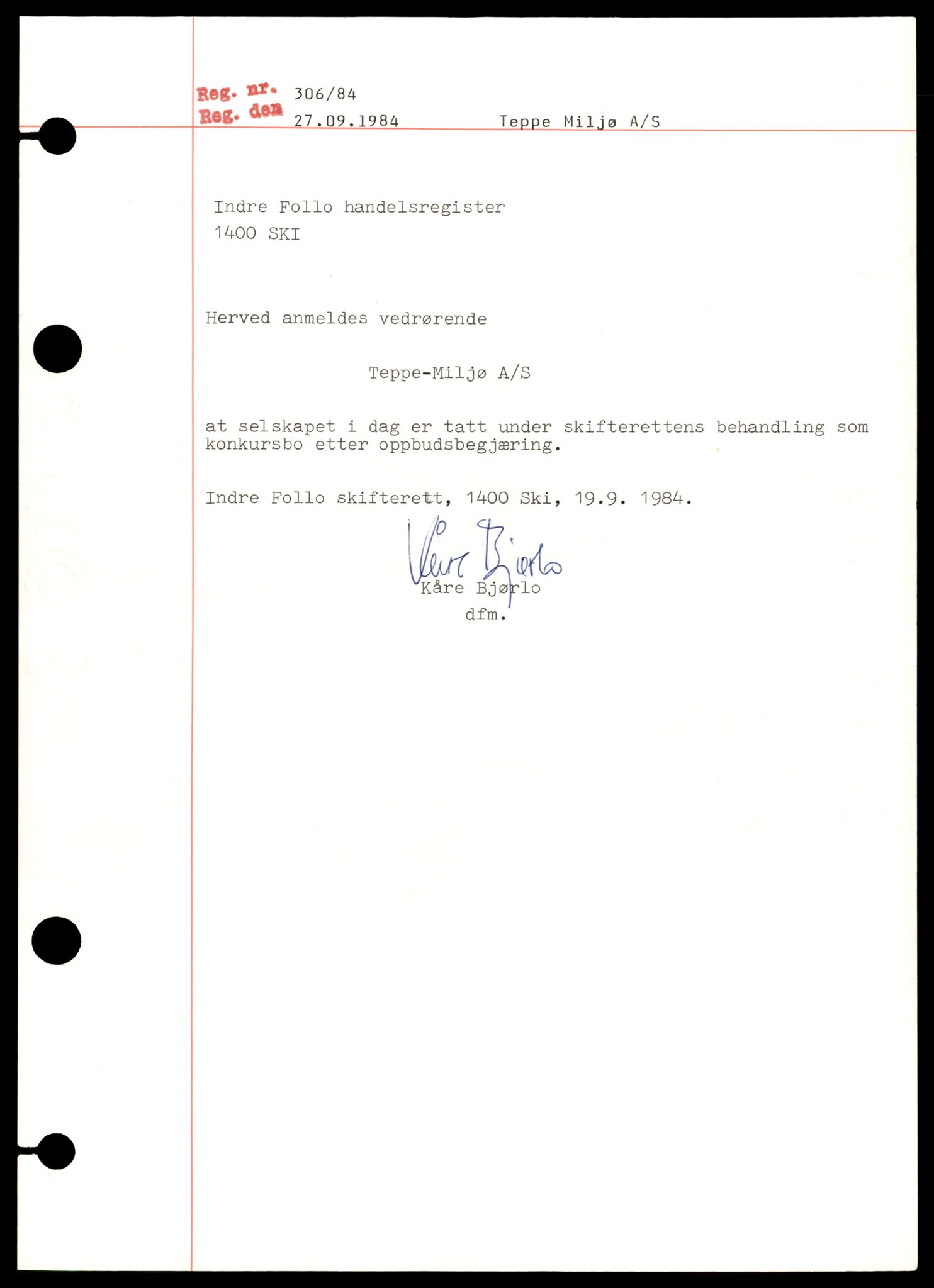 Indre Follo tingrett, AV/SAT-A-10086/K/Kb/Kba/L0025: Aksjeselskap, Tep - U, 1944-1990, p. 3