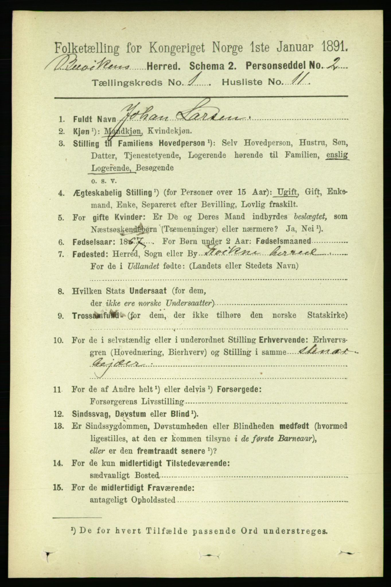 RA, 1891 census for 1656 Buvik, 1891, p. 145