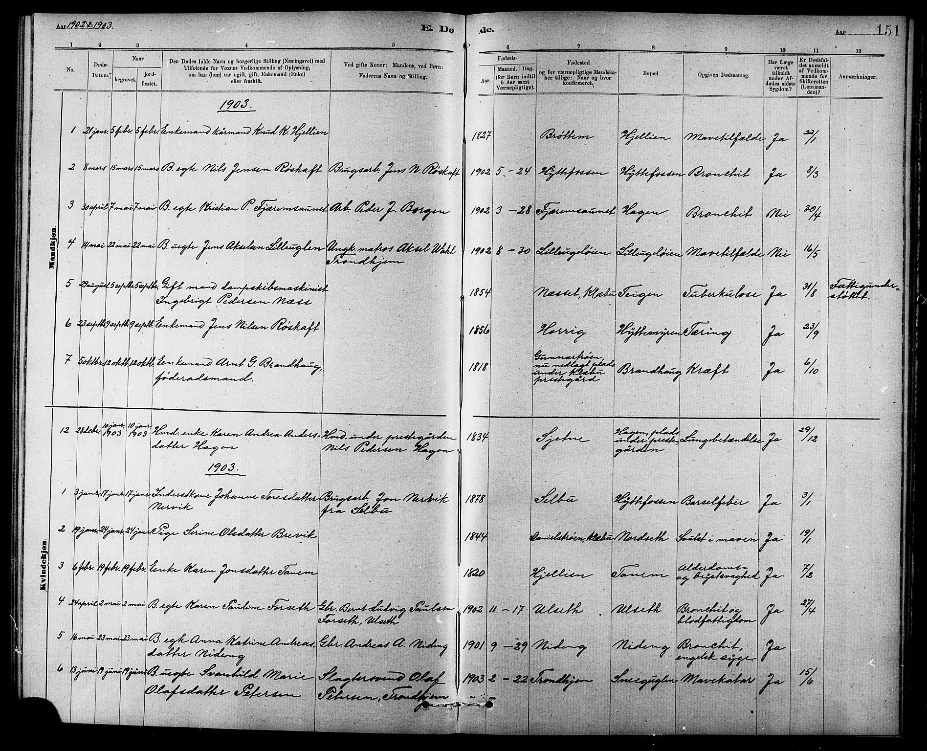 Ministerialprotokoller, klokkerbøker og fødselsregistre - Sør-Trøndelag, SAT/A-1456/618/L0452: Parish register (copy) no. 618C03, 1884-1906, p. 151