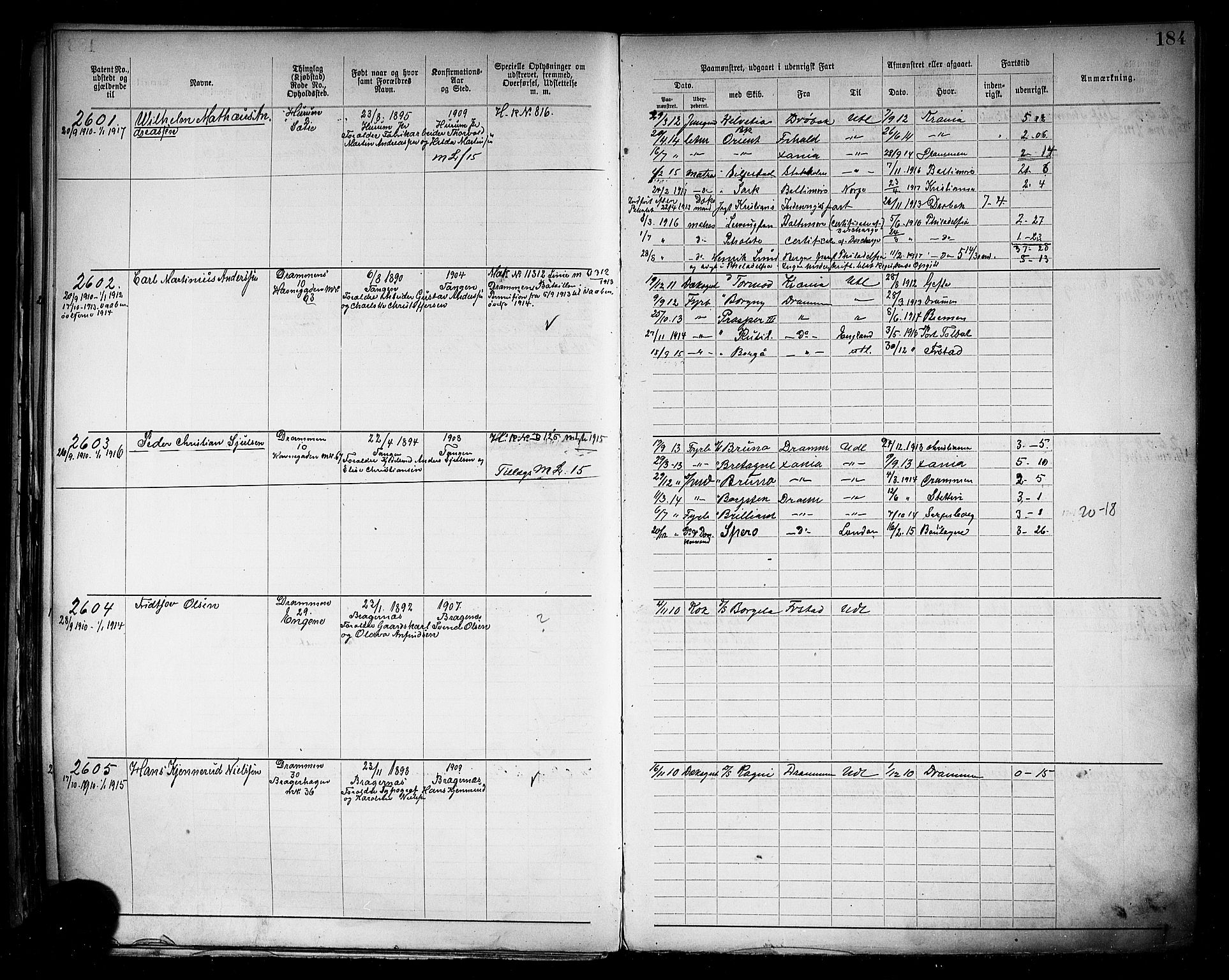 Drammen innrulleringsdistrikt, AV/SAKO-A-781/F/Fb/L0006: Annotasjonsrulle, 1905-1911, p. 188