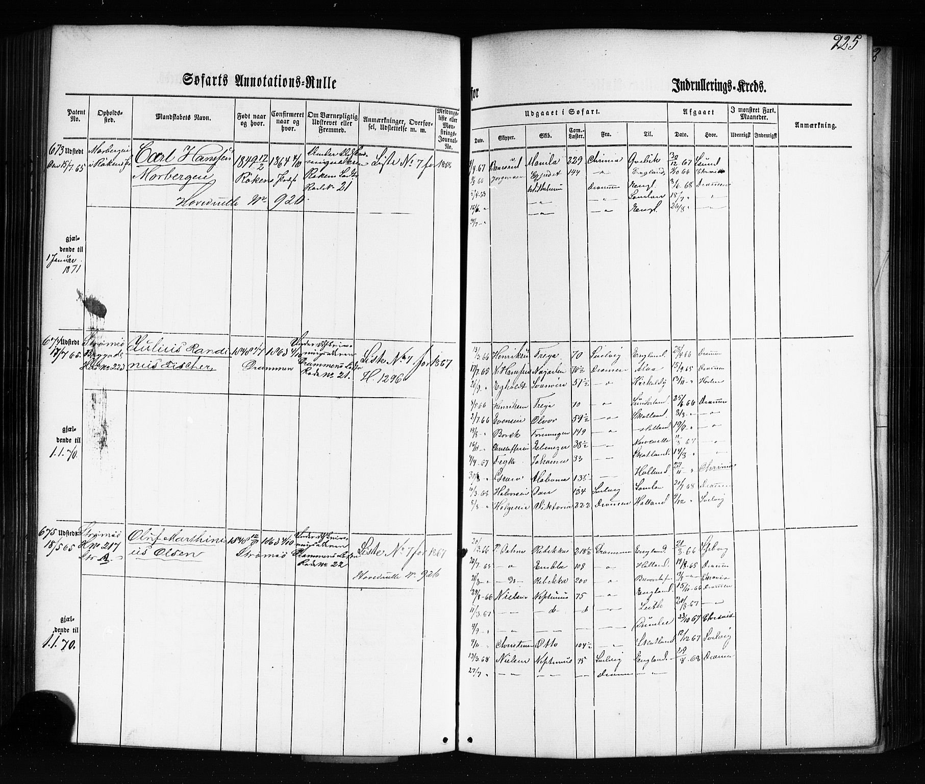 Drammen innrulleringsdistrikt, AV/SAKO-A-781/F/Fb/L0002: Annotasjonsrulle, 1860-1868, p. 237