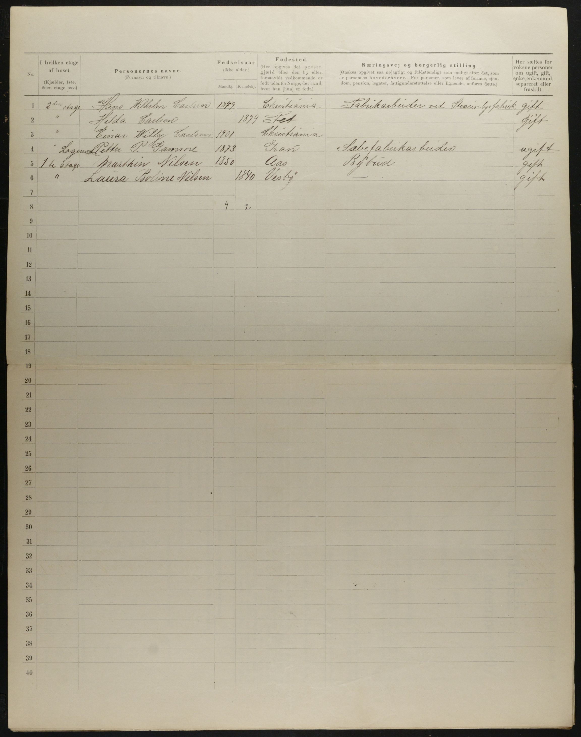 OBA, Municipal Census 1901 for Kristiania, 1901, p. 3320