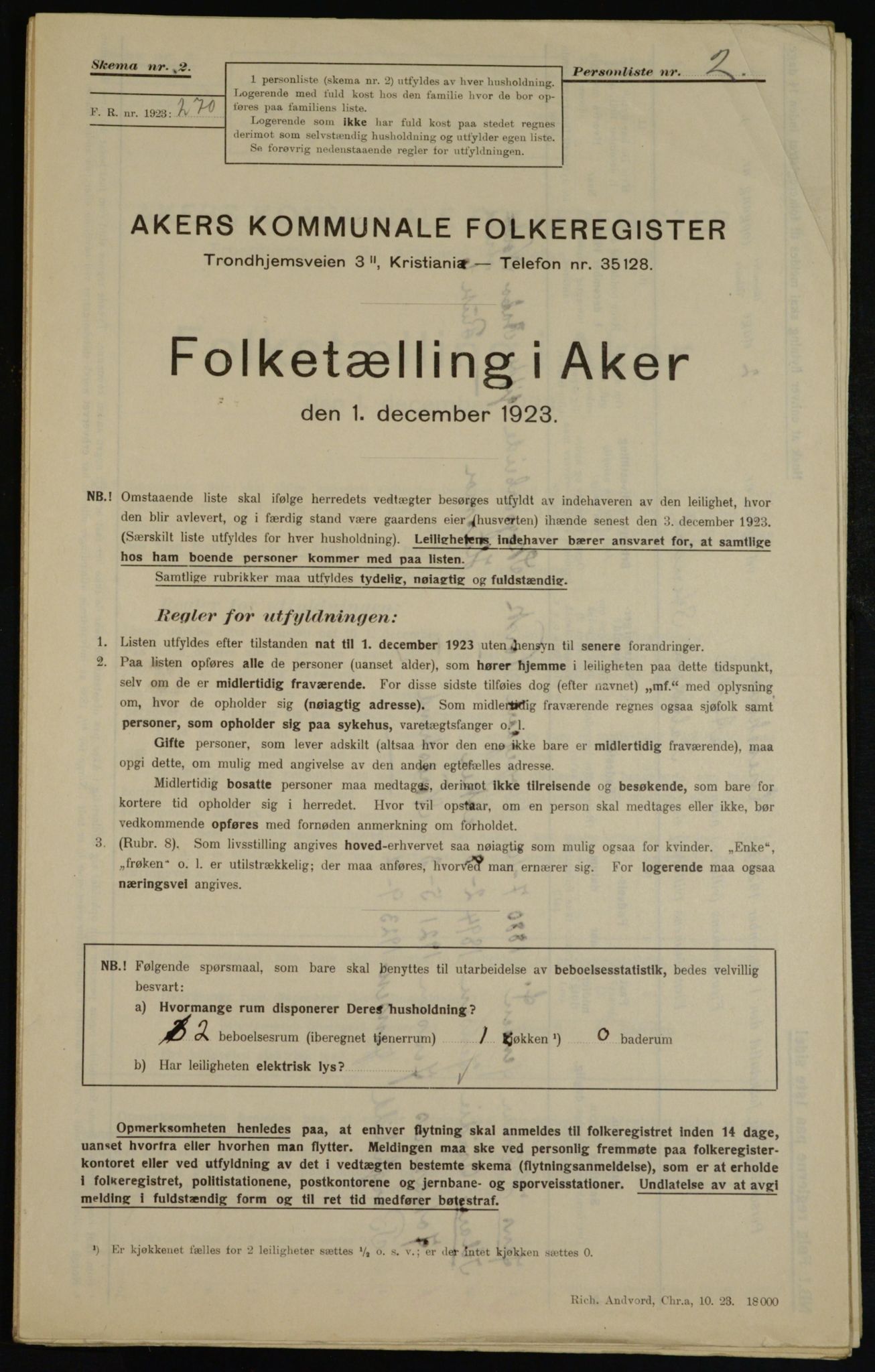 , Municipal Census 1923 for Aker, 1923, p. 38293