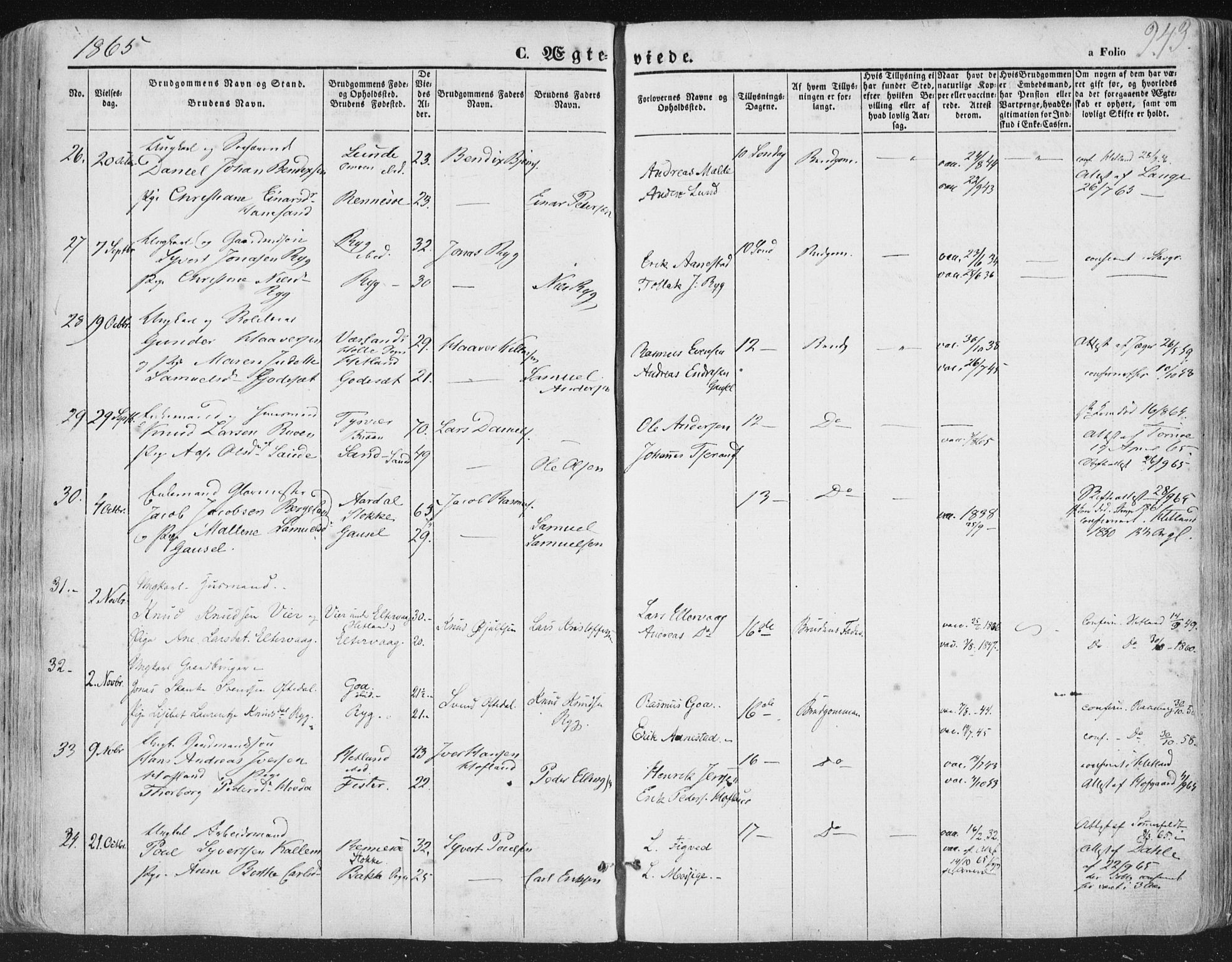 Hetland sokneprestkontor, AV/SAST-A-101826/30/30BA/L0002: Parish register (official) no. A 2, 1849-1869, p. 243