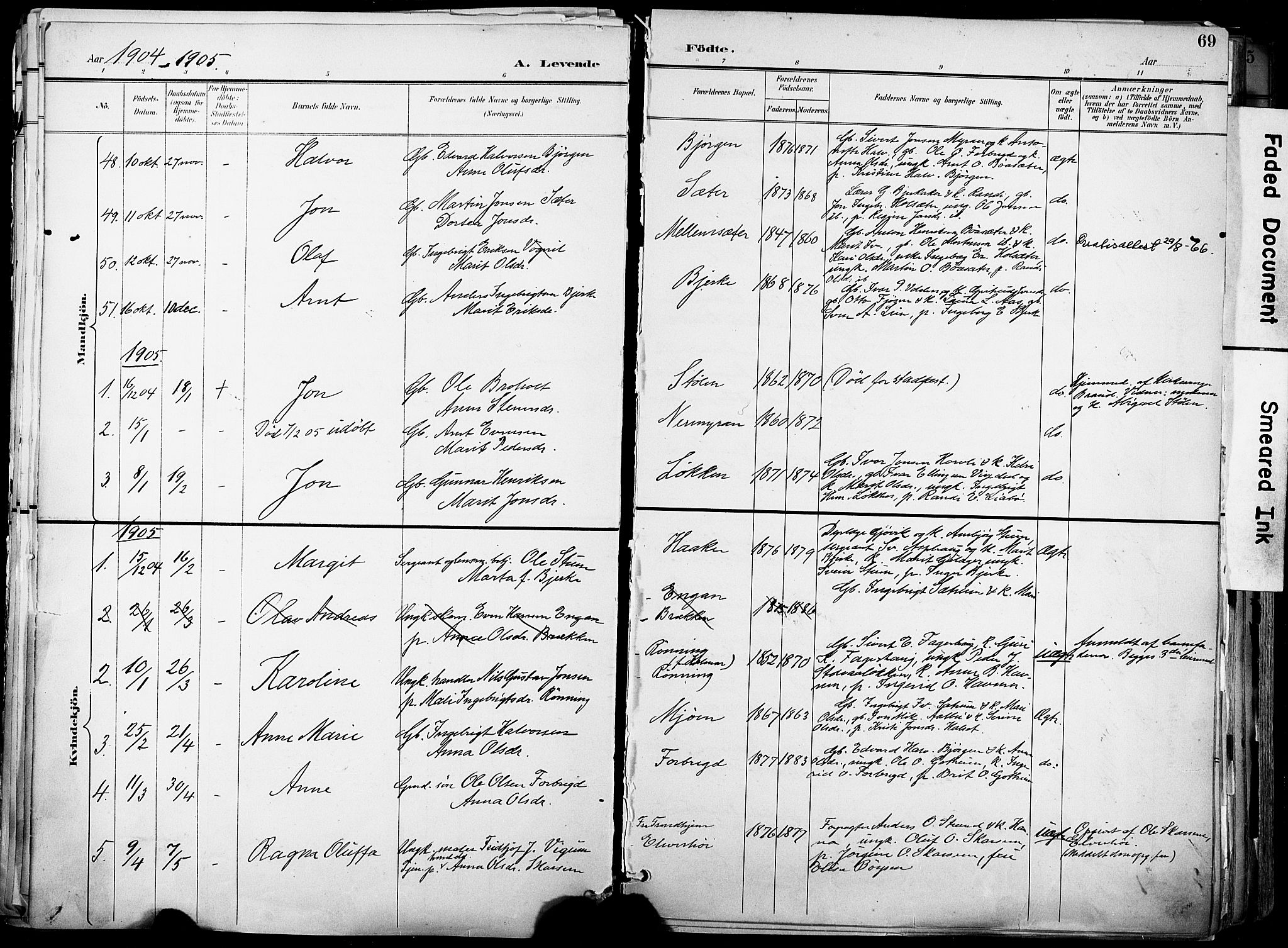 Ministerialprotokoller, klokkerbøker og fødselsregistre - Sør-Trøndelag, SAT/A-1456/678/L0902: Parish register (official) no. 678A11, 1895-1911, p. 69