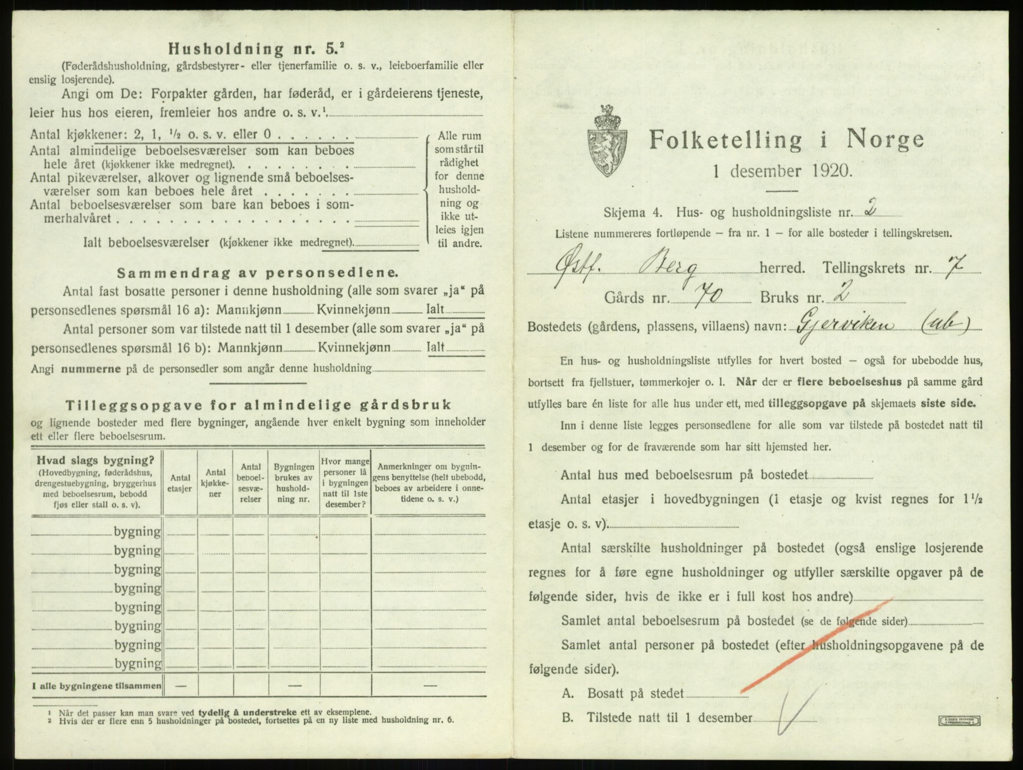 SAO, 1920 census for Berg, 1920, p. 1481