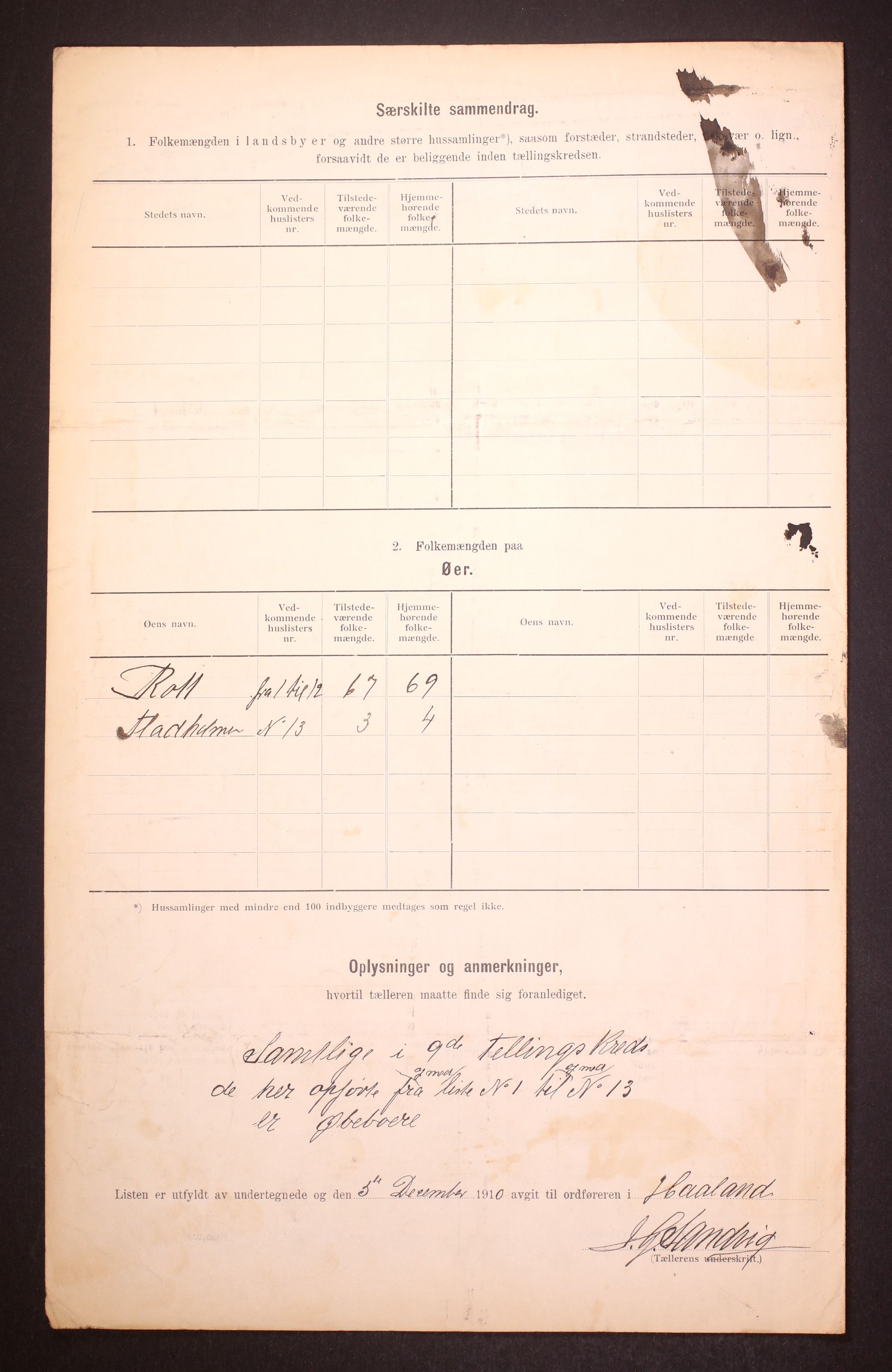 RA, 1910 census for Håland, 1910, p. 35