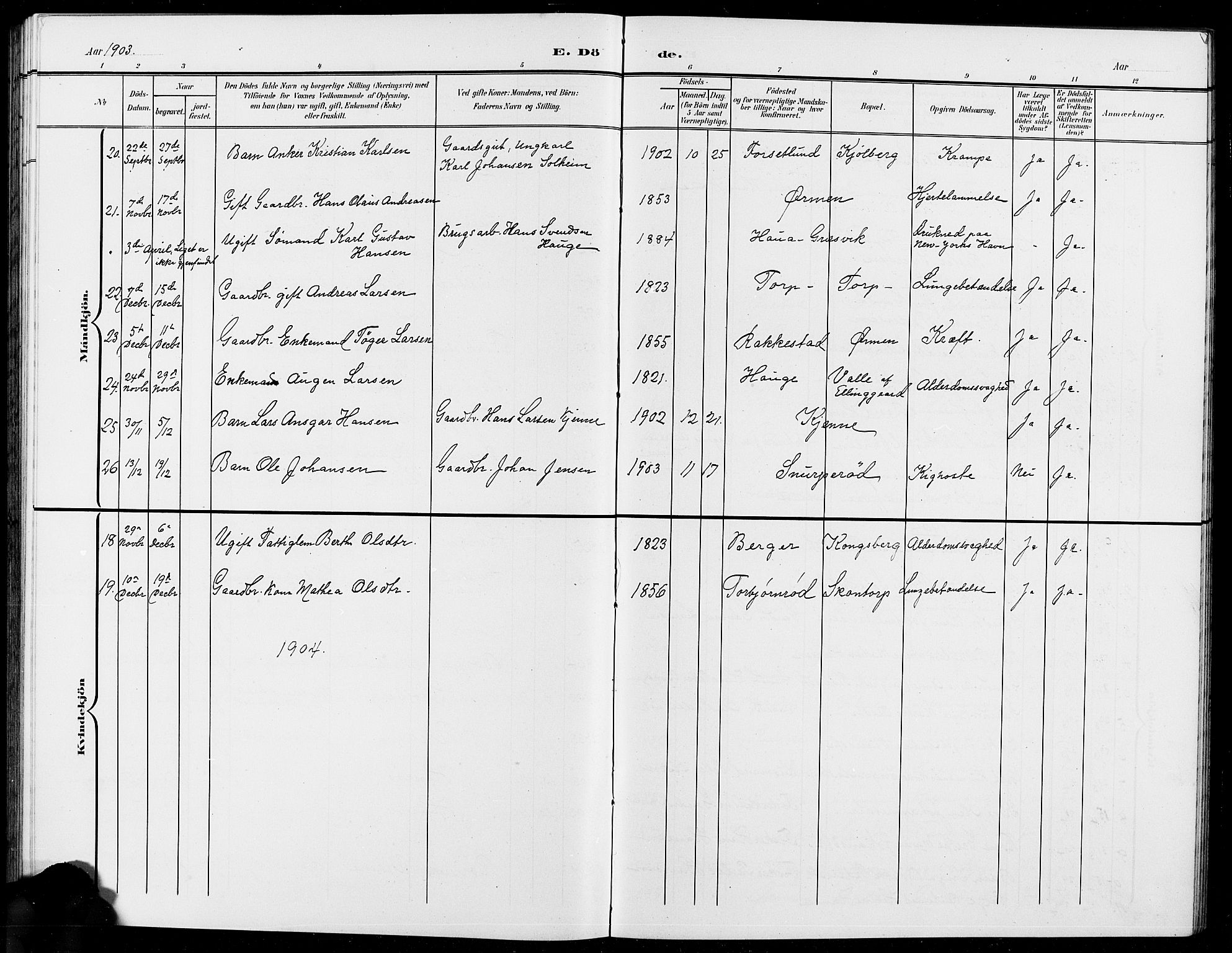 Onsøy prestekontor Kirkebøker, AV/SAO-A-10914/G/Ga/L0002: Parish register (copy) no. I 2, 1903-1909