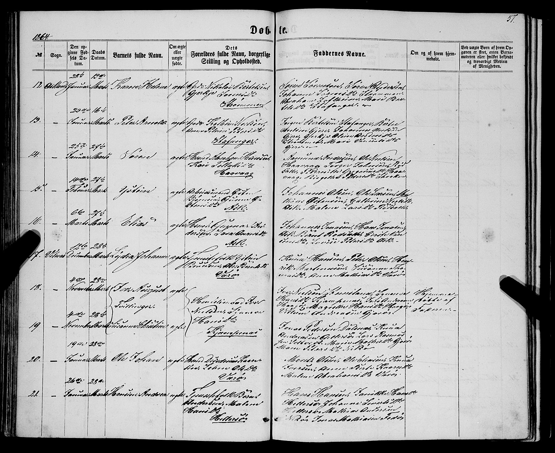 Askvoll sokneprestembete, SAB/A-79501/H/Haa/Haaa/L0012: Parish register (official) no. A 12, 1859-1878, p. 57