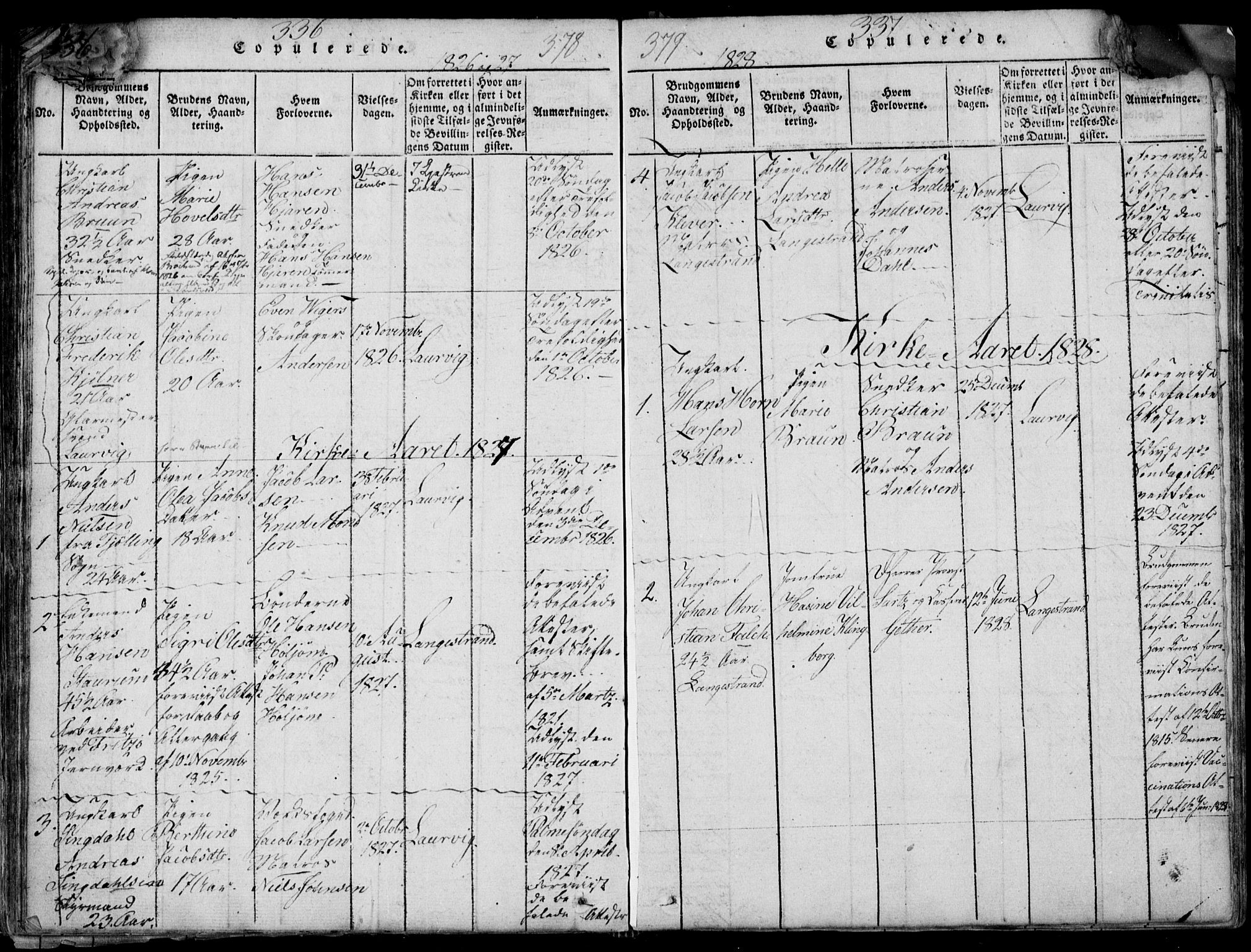 Larvik kirkebøker, SAKO/A-352/F/Fb/L0002: Parish register (official) no. II 2, 1818-1842, p. 336-337