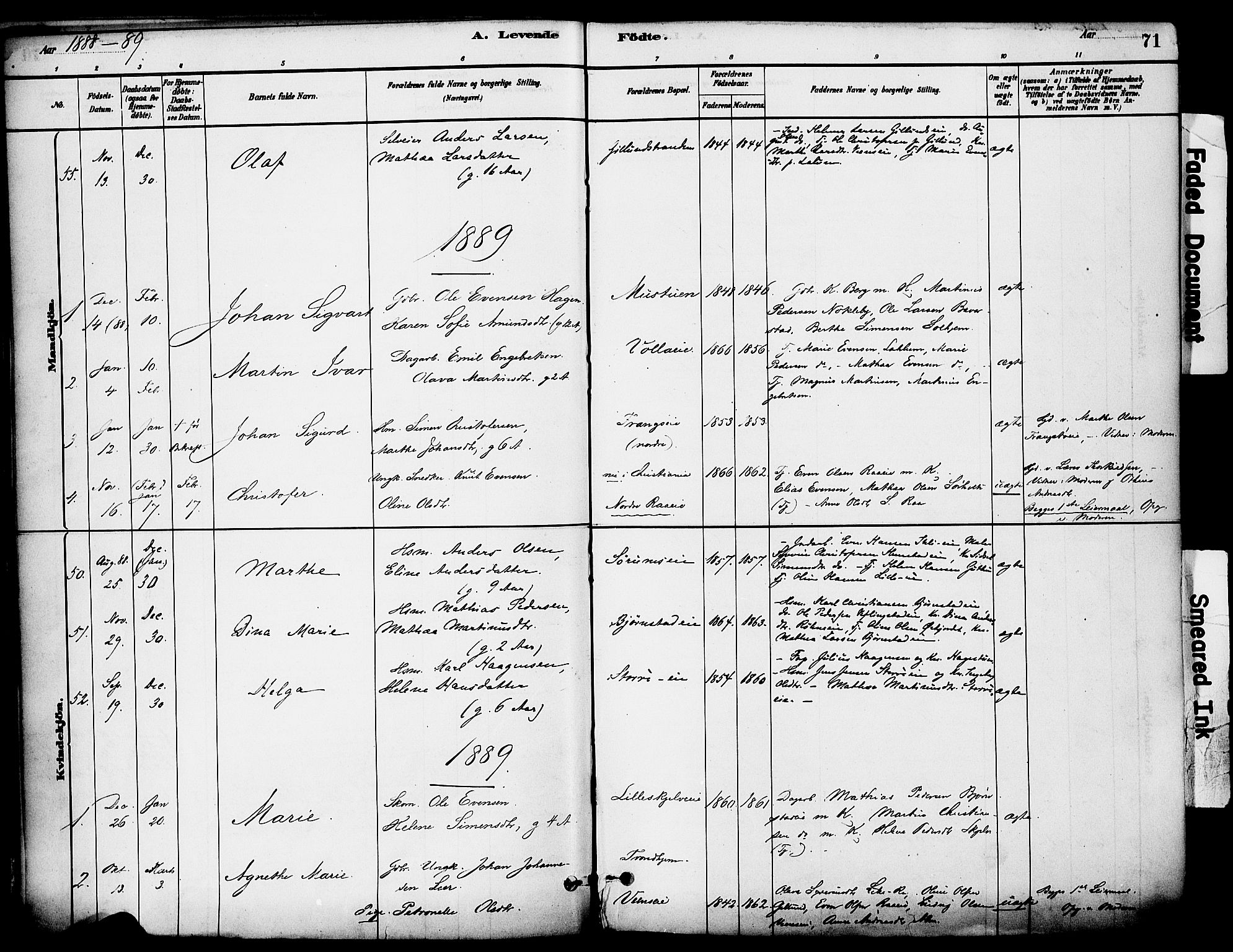 Stange prestekontor, SAH/PREST-002/K/L0017: Parish register (official) no. 17, 1880-1893, p. 71