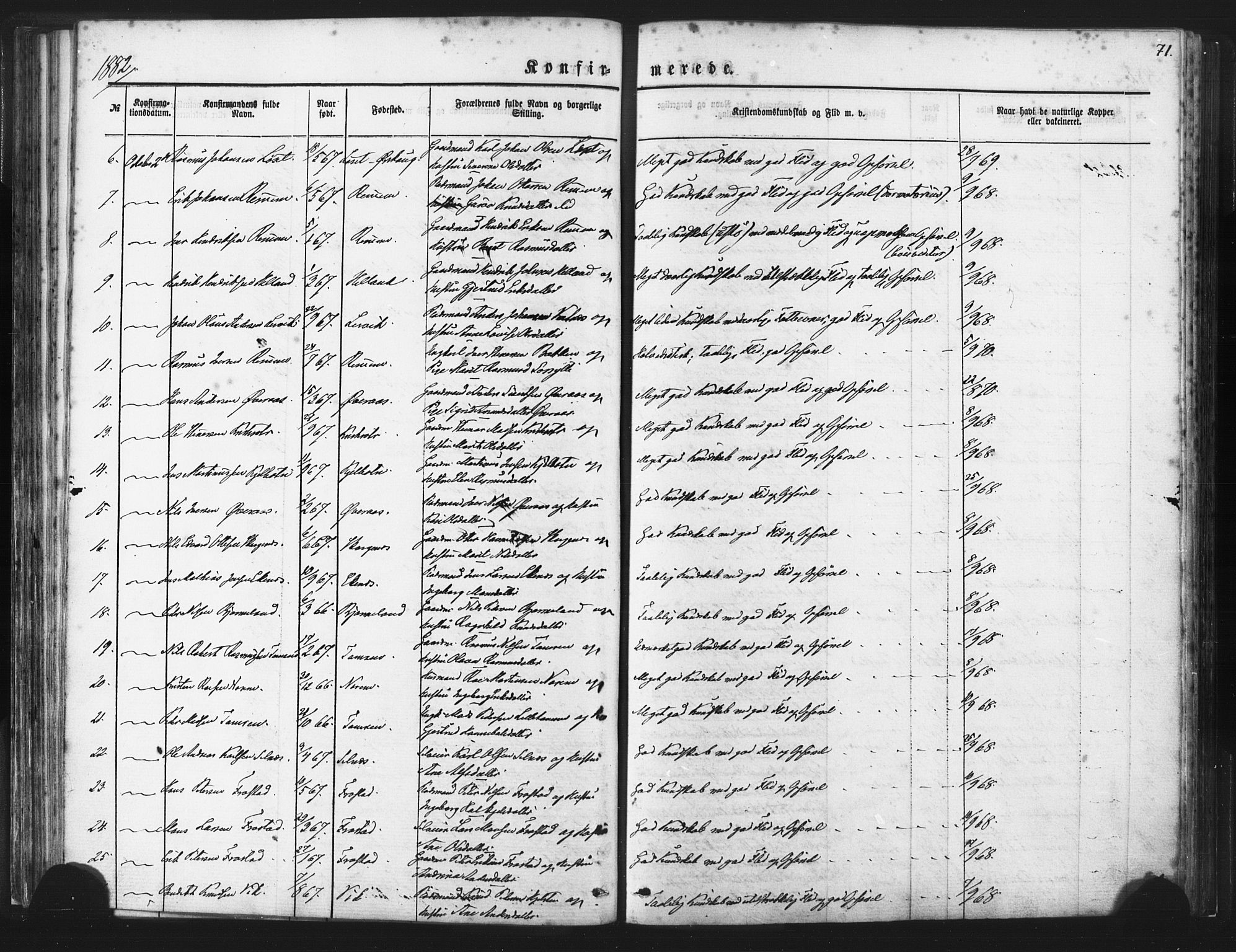 Ministerialprotokoller, klokkerbøker og fødselsregistre - Møre og Romsdal, AV/SAT-A-1454/539/L0530: Parish register (official) no. 539A03, 1872-1886, p. 71