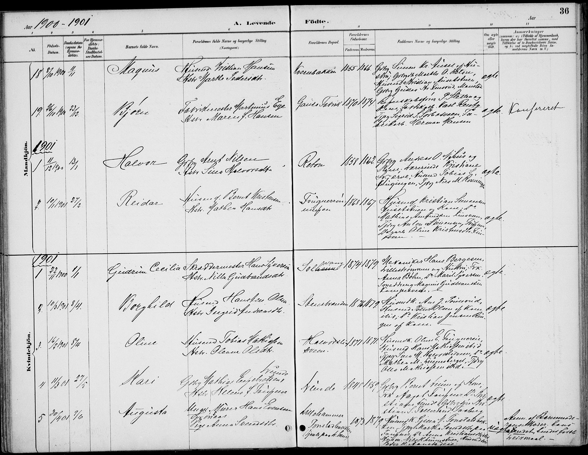 Østre Gausdal prestekontor, SAH/PREST-092/H/Ha/Haa/L0003: Parish register (official) no. 3, 1887-1901, p. 36