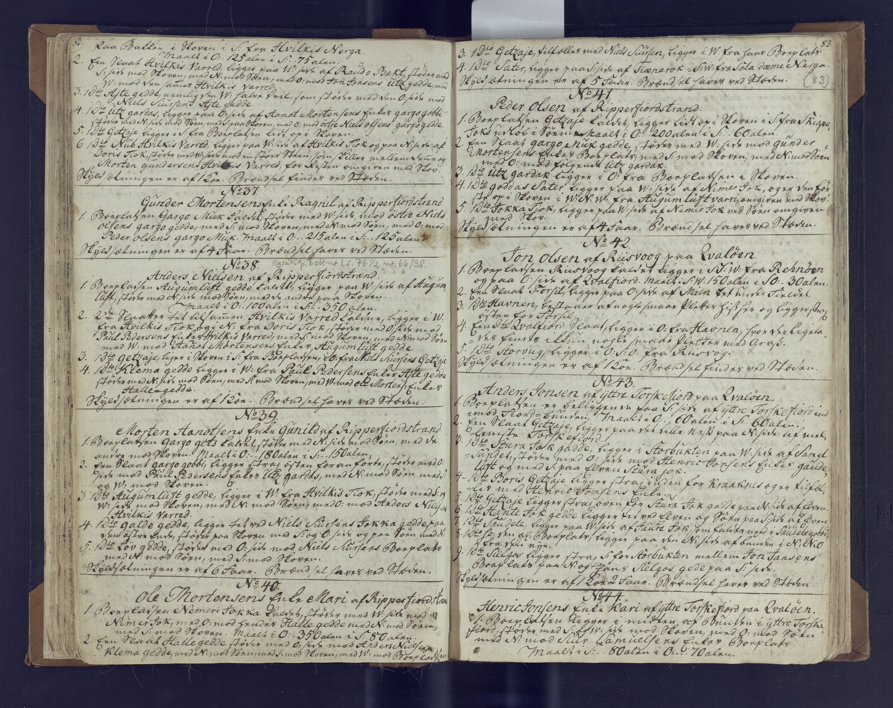 Fylkesmannen i Finnmark, SATØ/S-1120/1Coa/L2882: Landmålerprotokoll (i nærmagasinet/skannet), 1776-1845, p. 45