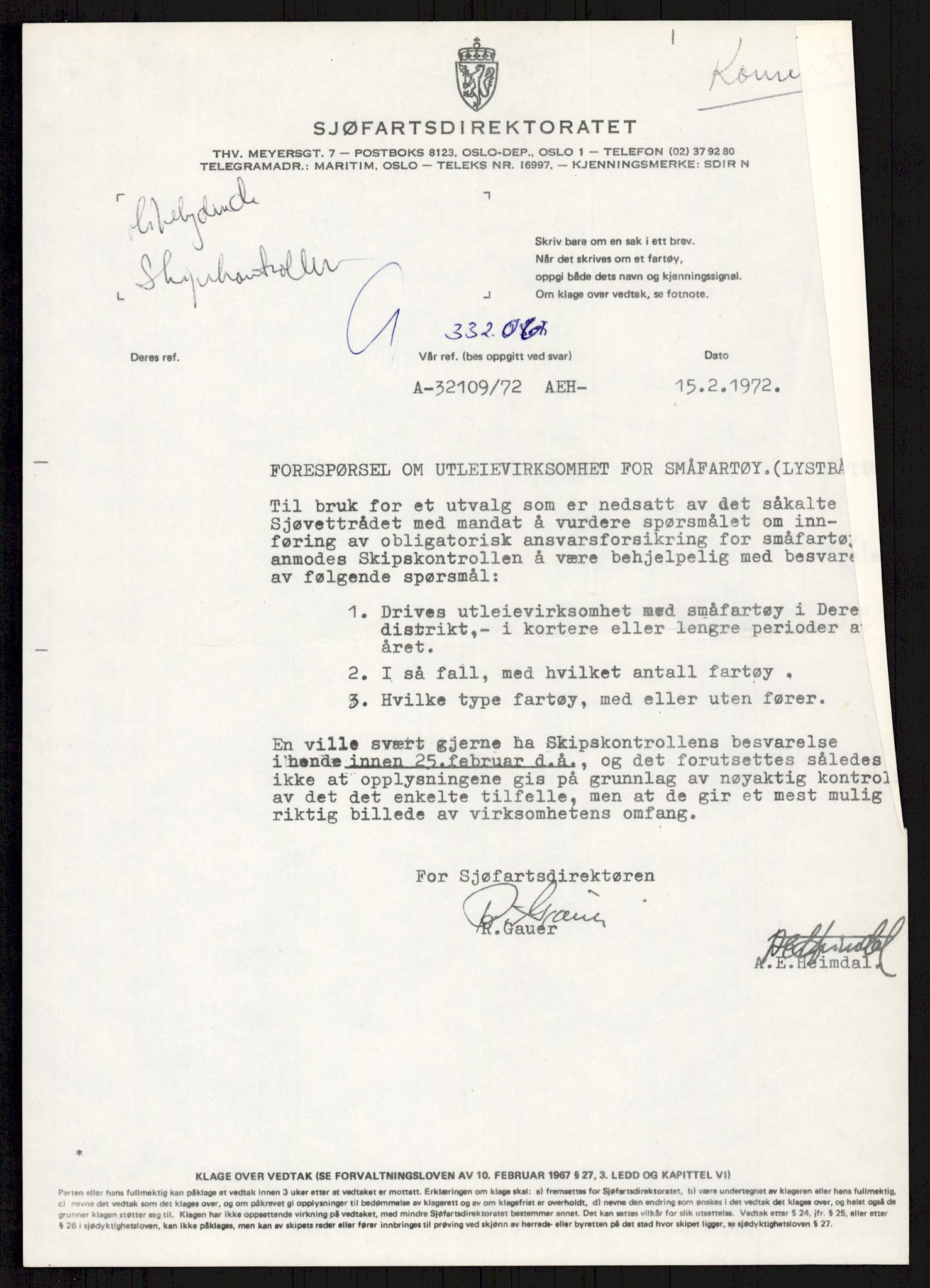 Sjøfartsdirektoratet med forløpere, generelt arkiv, AV/RA-S-1407/D/Du/Duc/L0641/0004: Skipskontrollen - Forskrifter    / Utleiebåter (2 mapper), 1977-1989, p. 209