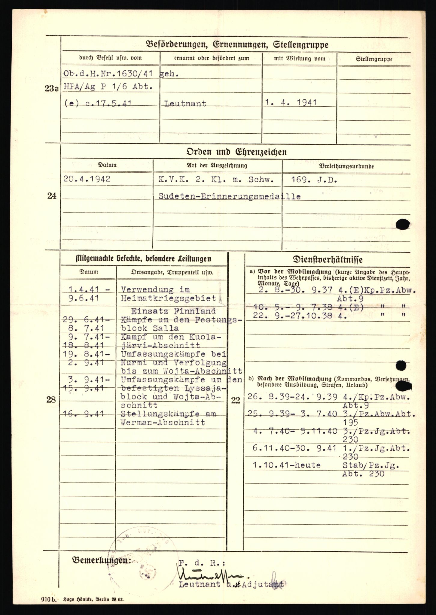 Forsvarets Overkommando. 2 kontor. Arkiv 11.4. Spredte tyske arkivsaker, AV/RA-RAFA-7031/D/Dar/Dara/L0018: Personalbøker, 1940-1945, p. 403