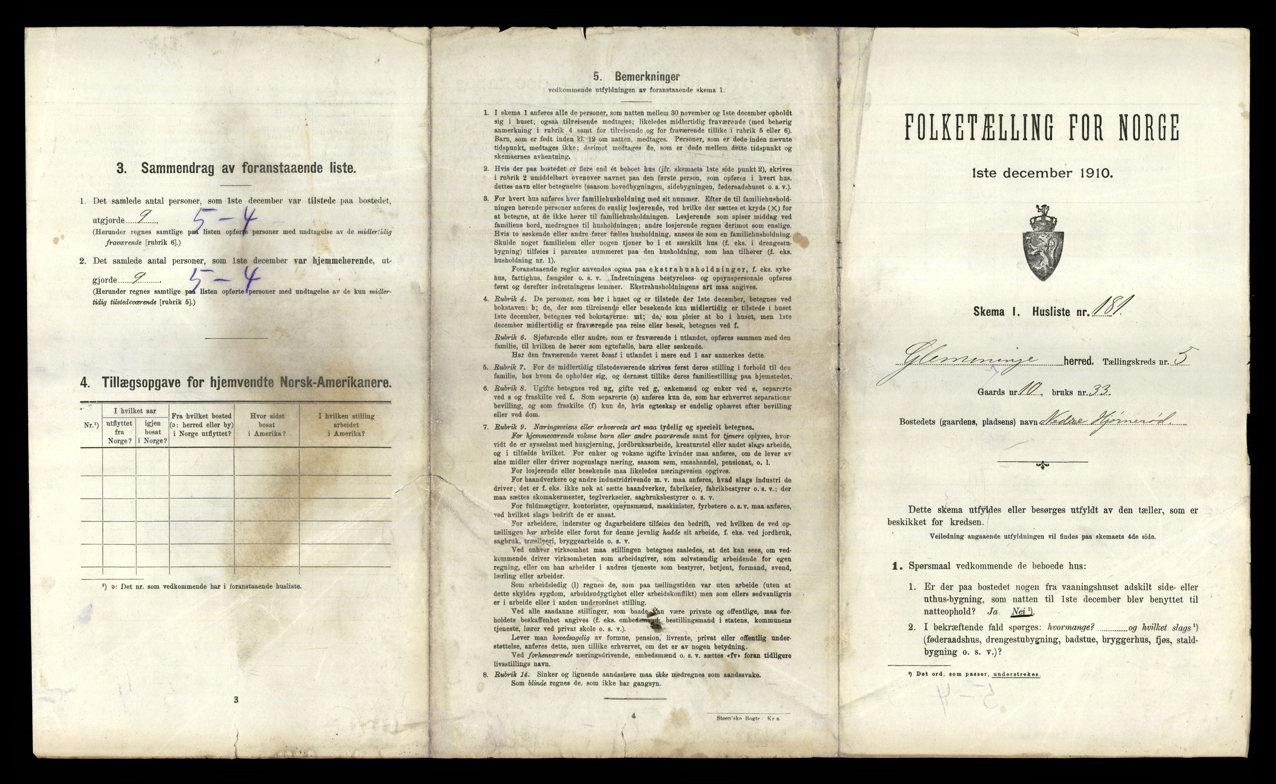 RA, 1910 census for Glemmen, 1910, p. 2552