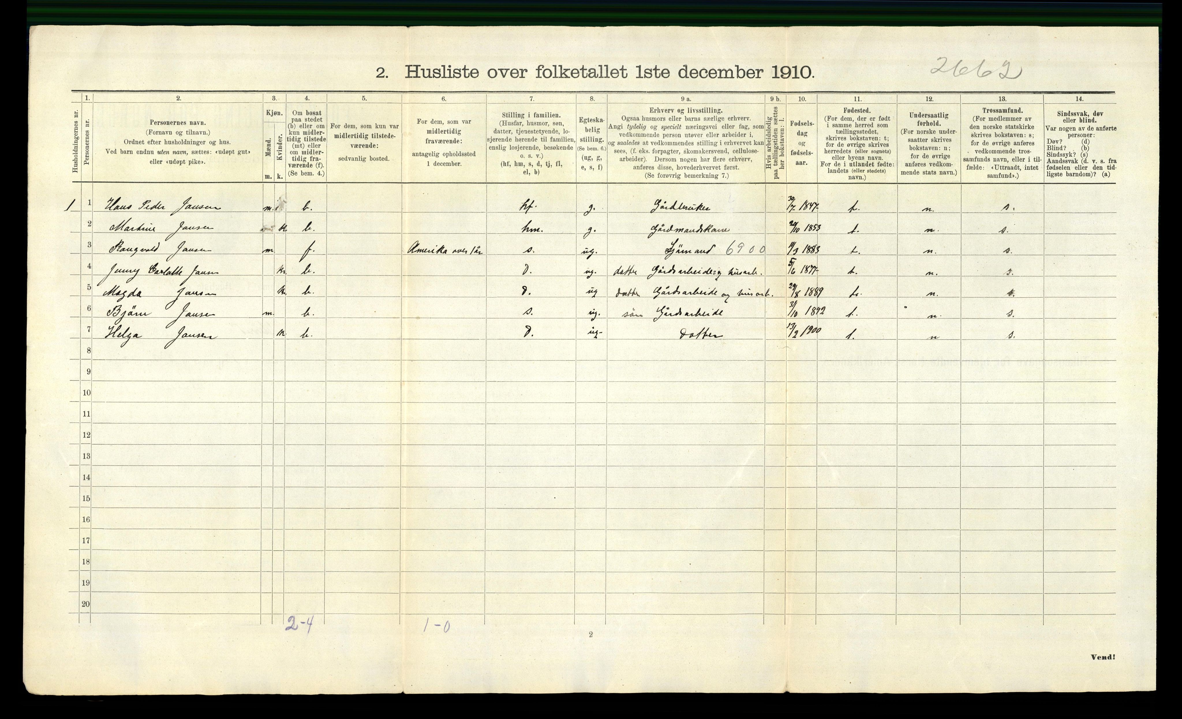 RA, 1910 census for Herad, 1910, p. 27