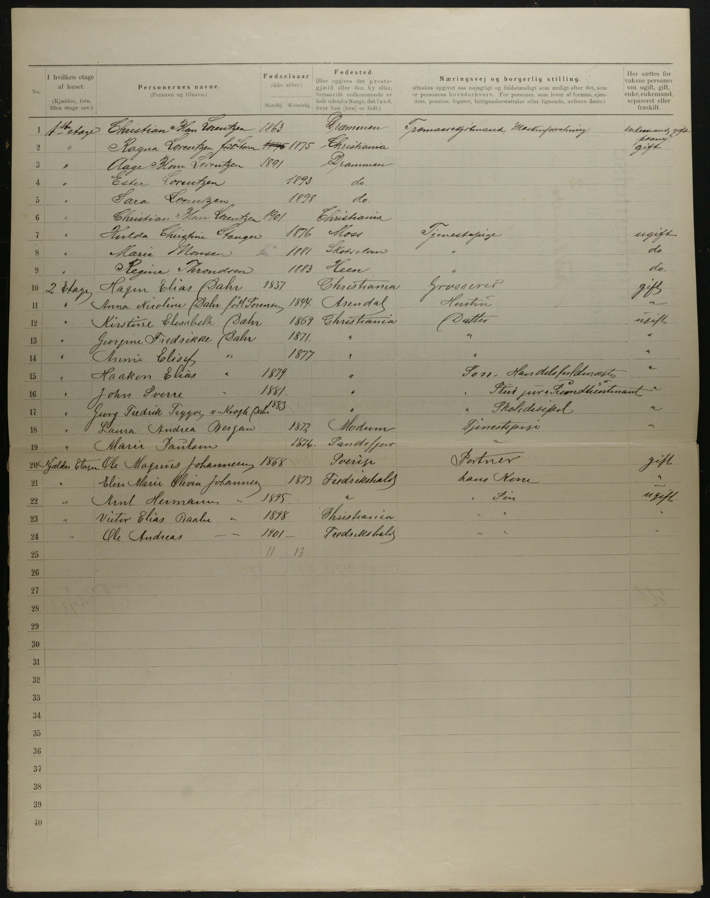 OBA, Municipal Census 1901 for Kristiania, 1901, p. 12737