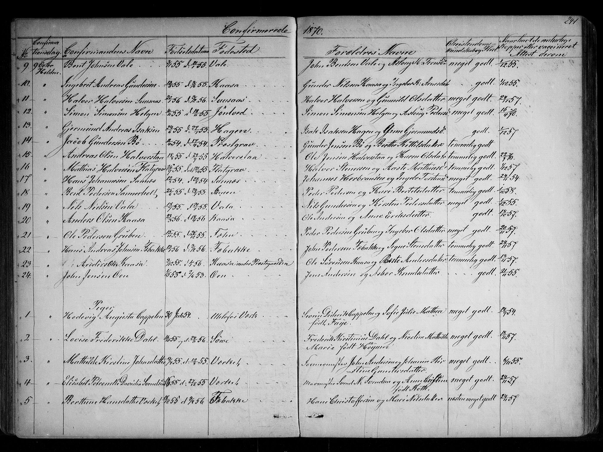 Holla kirkebøker, SAKO/A-272/G/Ga/L0004: Parish register (copy) no. I 4, 1867-1890, p. 241