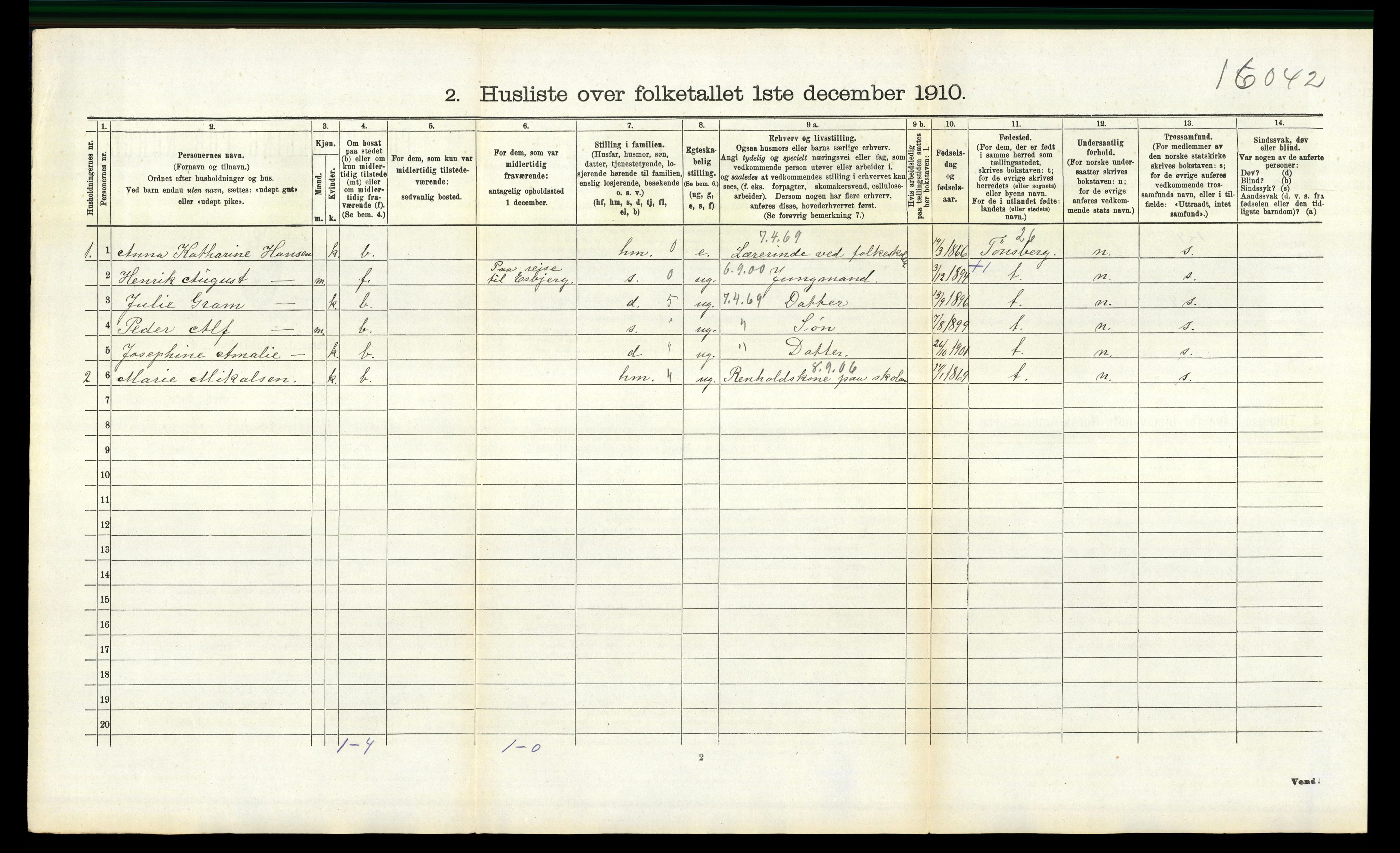 RA, 1910 census for Tjøme, 1910, p. 990