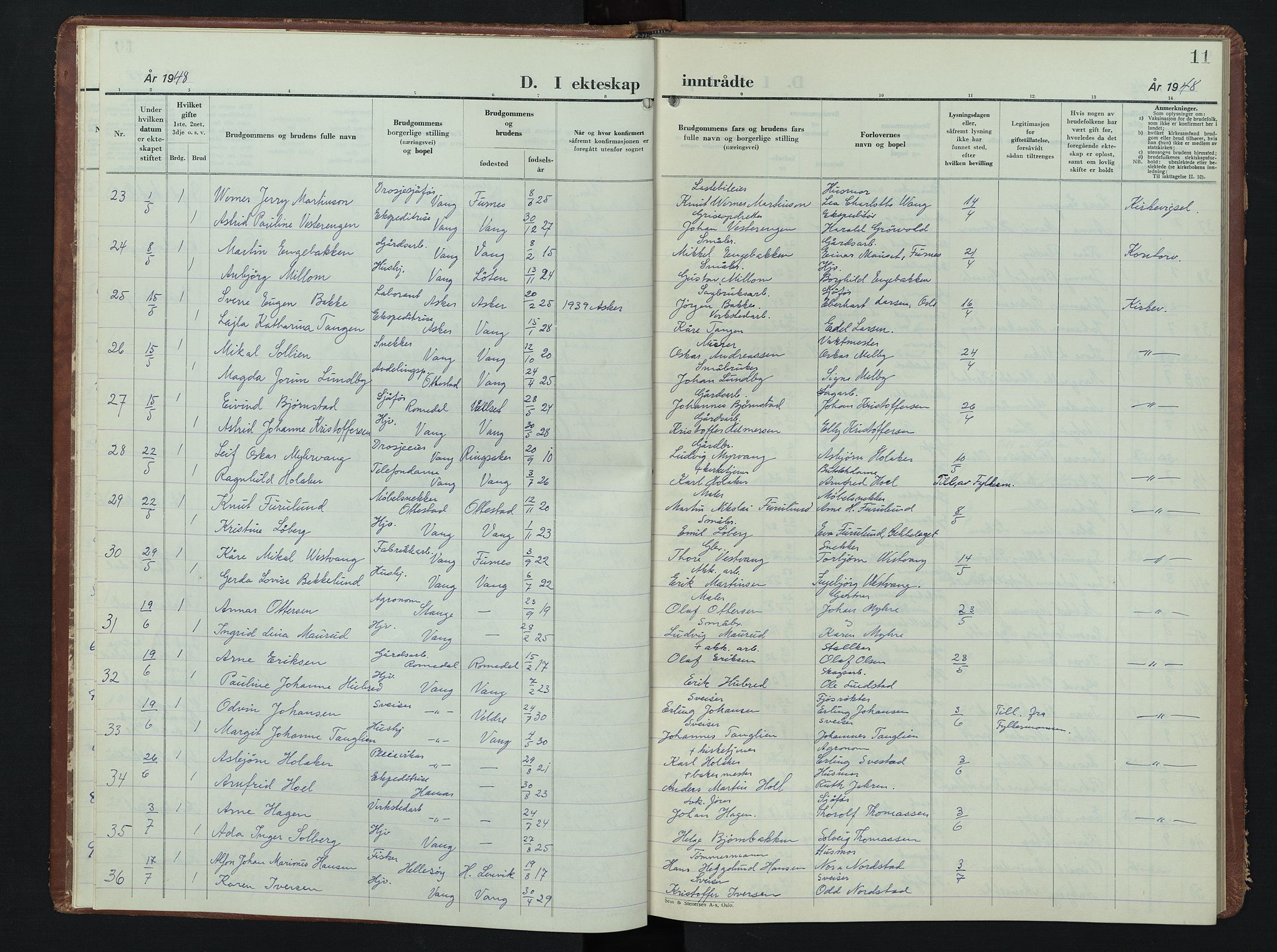 Vang prestekontor, Hedmark, AV/SAH-PREST-008/H/Ha/Hab/L0020: Parish register (copy) no. 20, 1947-1957, p. 11