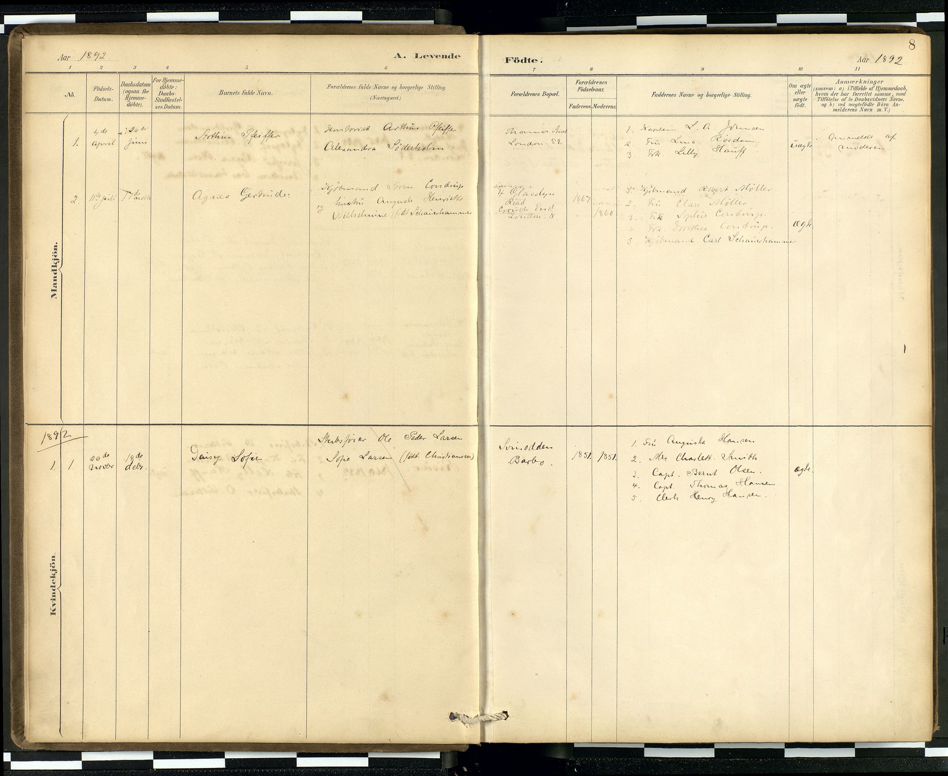  Den norske sjømannsmisjon i utlandet/London m/bistasjoner, SAB/SAB/PA-0103/H/Ha/L0002: Parish register (official) no. A 2, 1887-1903, p. 7b-8a