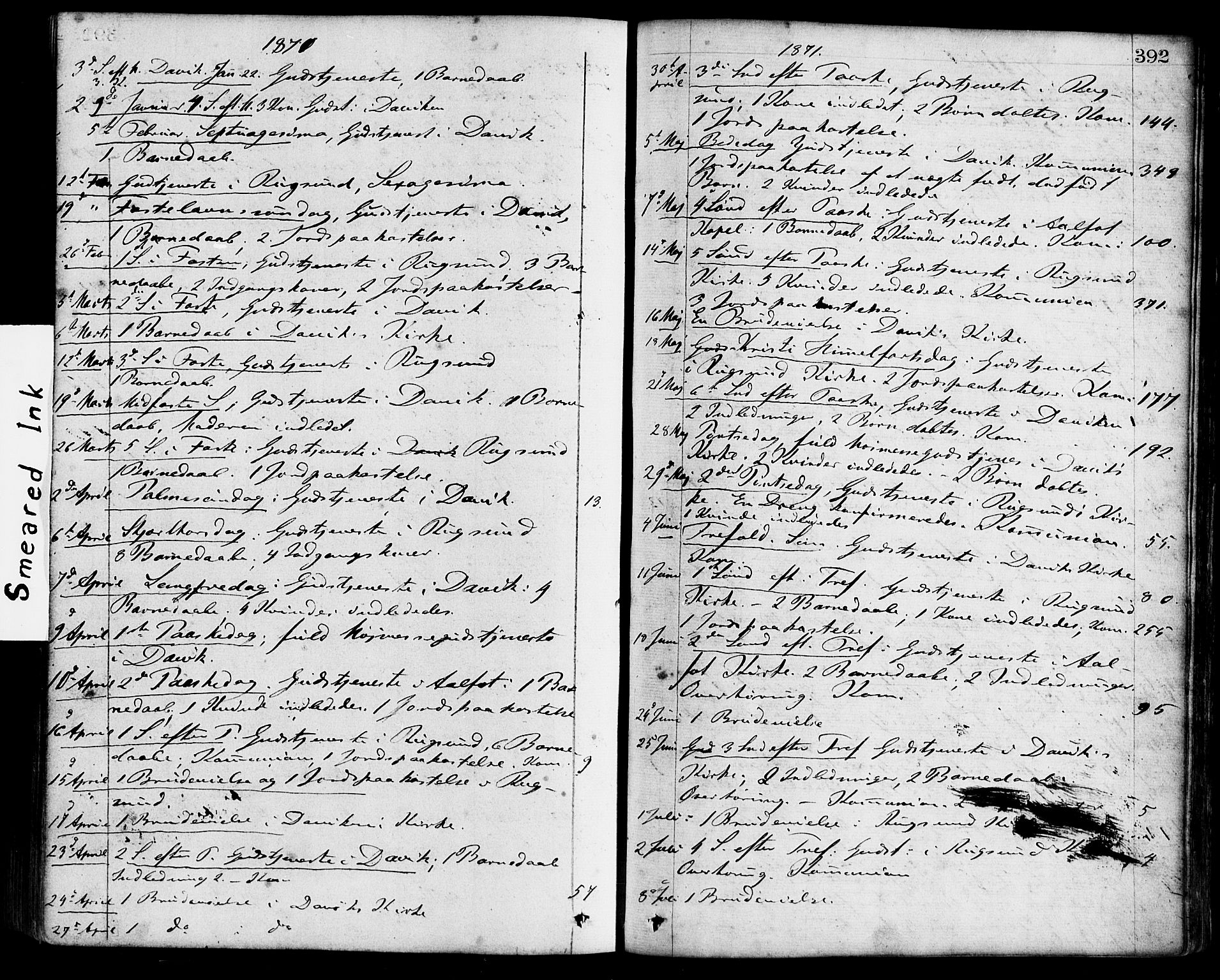 Davik sokneprestembete, AV/SAB-A-79701/H/Haa/Haaa/L0006: Parish register (official) no. A 6, 1867-1881, p. 392