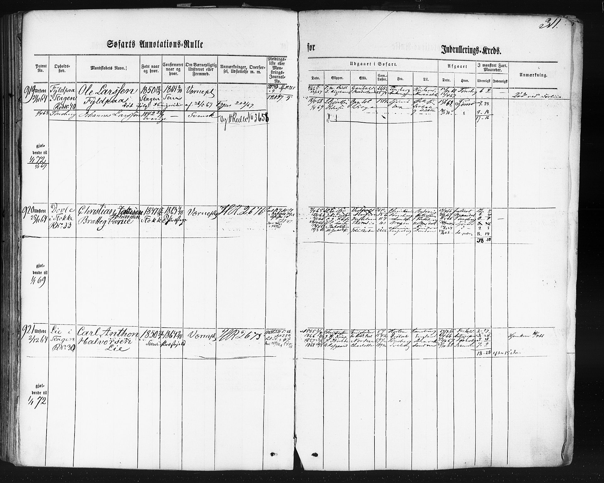 Tønsberg innrulleringskontor, AV/SAKO-A-786/F/Fb/L0001: Annotasjonsrulle Patent nr. 1-1724, 1860-1868, p. 325