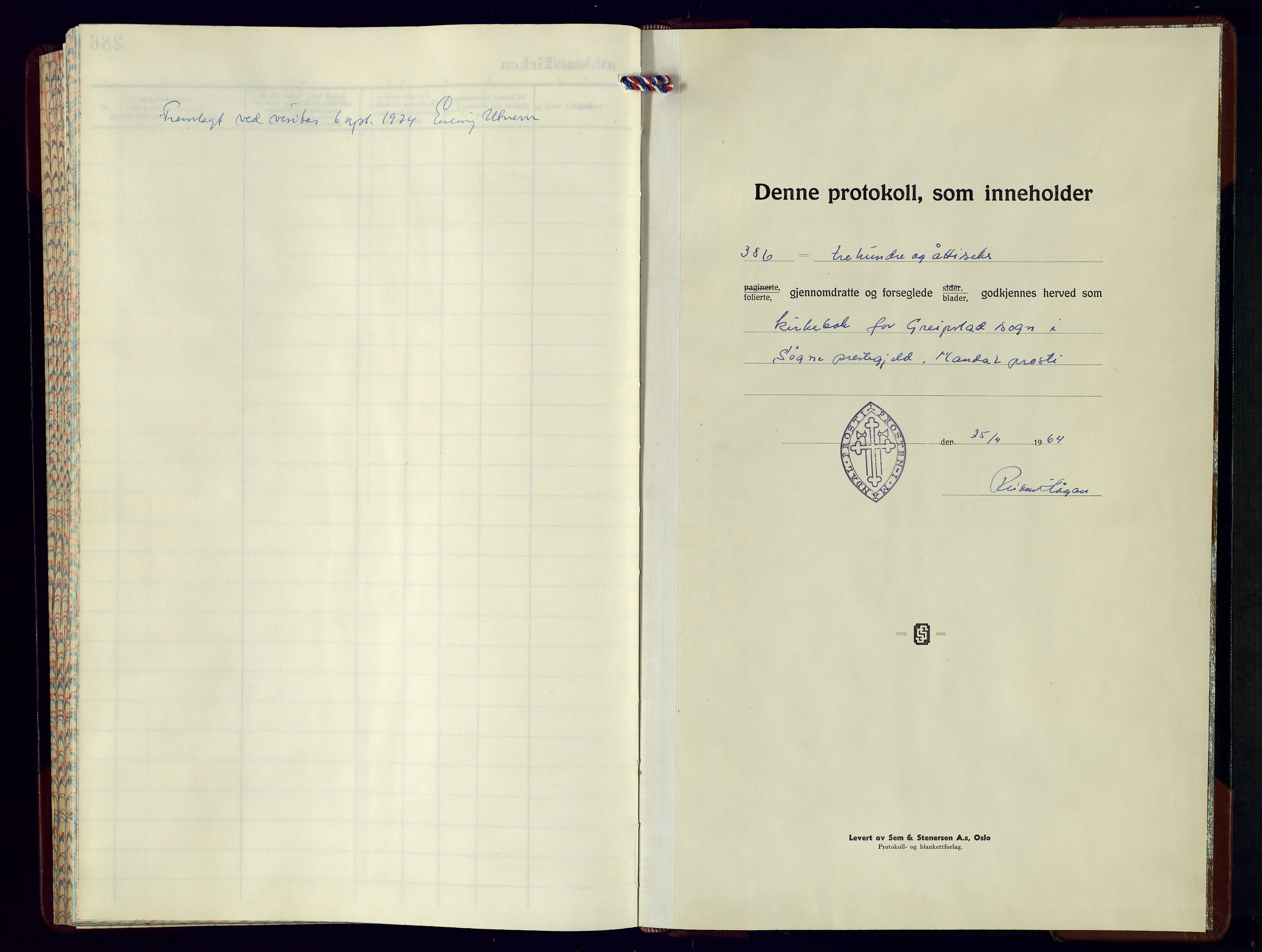 Søgne sokneprestkontor, SAK/1111-0037/F/Fb/Fba/L0007: Parish register (copy) no. B-7, 1964-1980