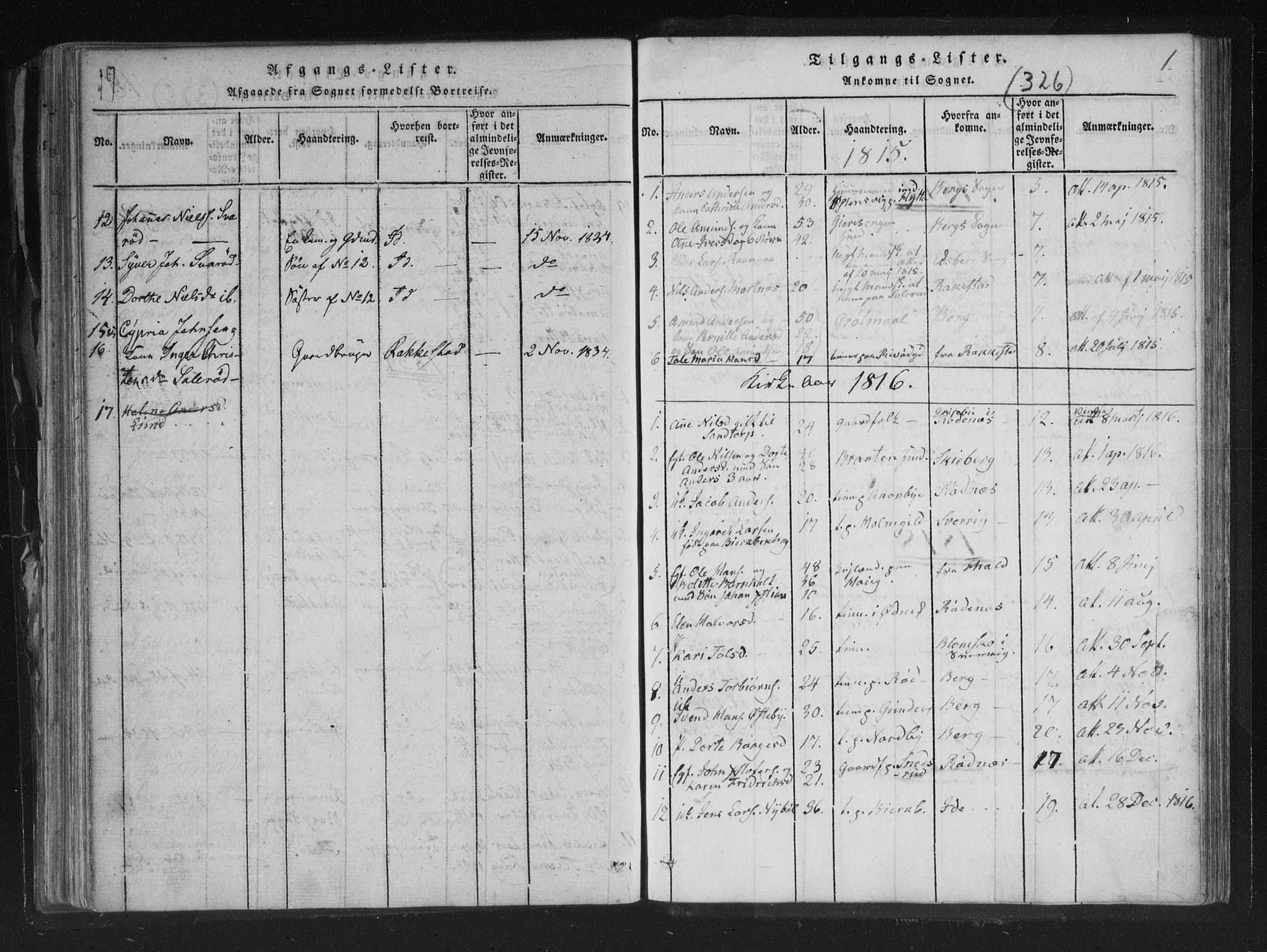 Aremark prestekontor Kirkebøker, SAO/A-10899/F/Fc/L0001: Parish register (official) no. III 1, 1814-1834, p. 19-20