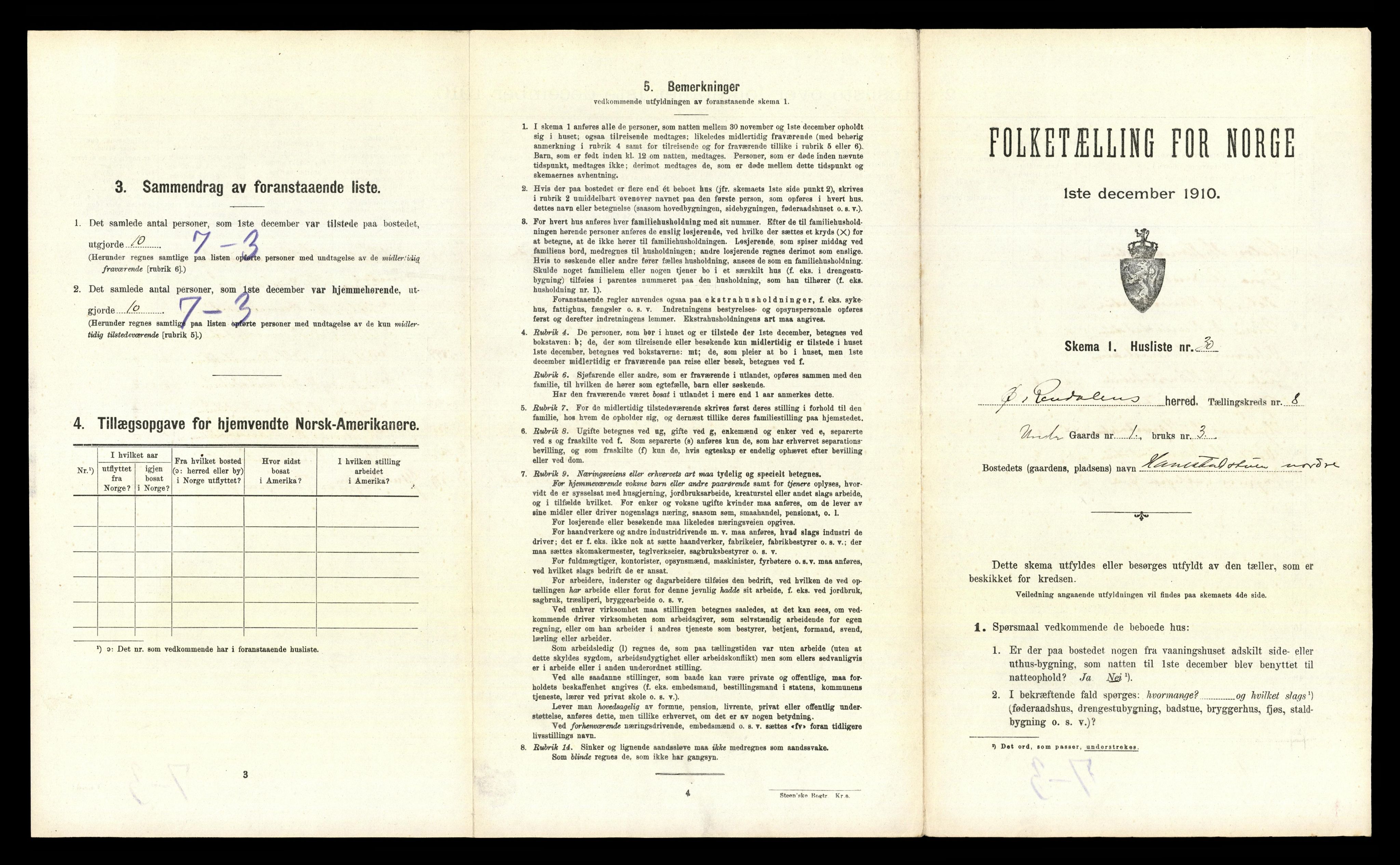 RA, 1910 census for Øvre Rendal, 1910, p. 596