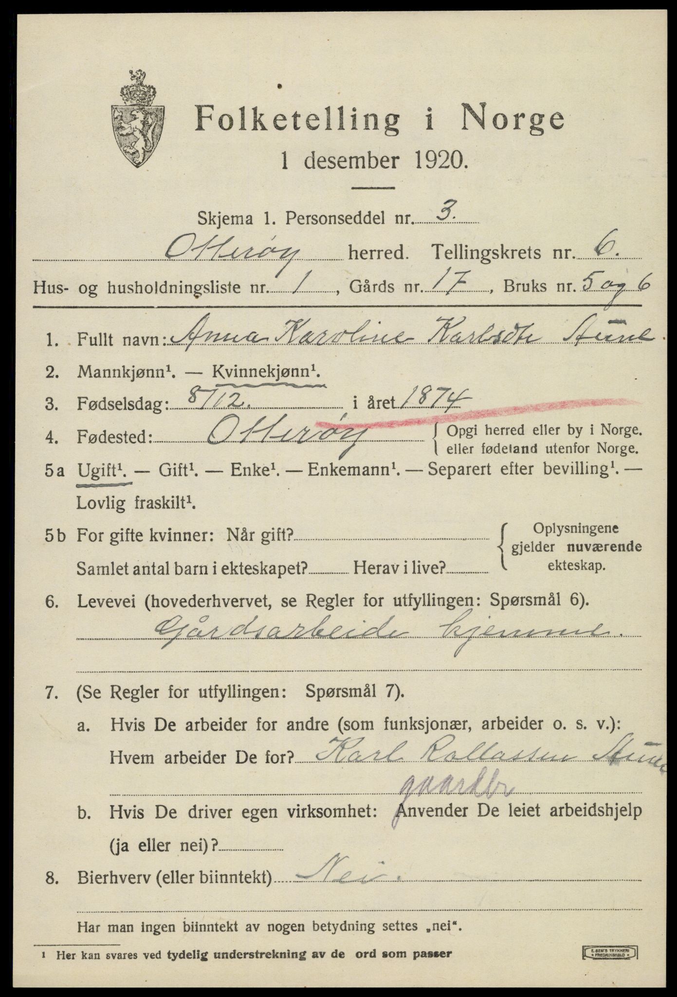SAT, 1920 census for Otterøy, 1920, p. 2243