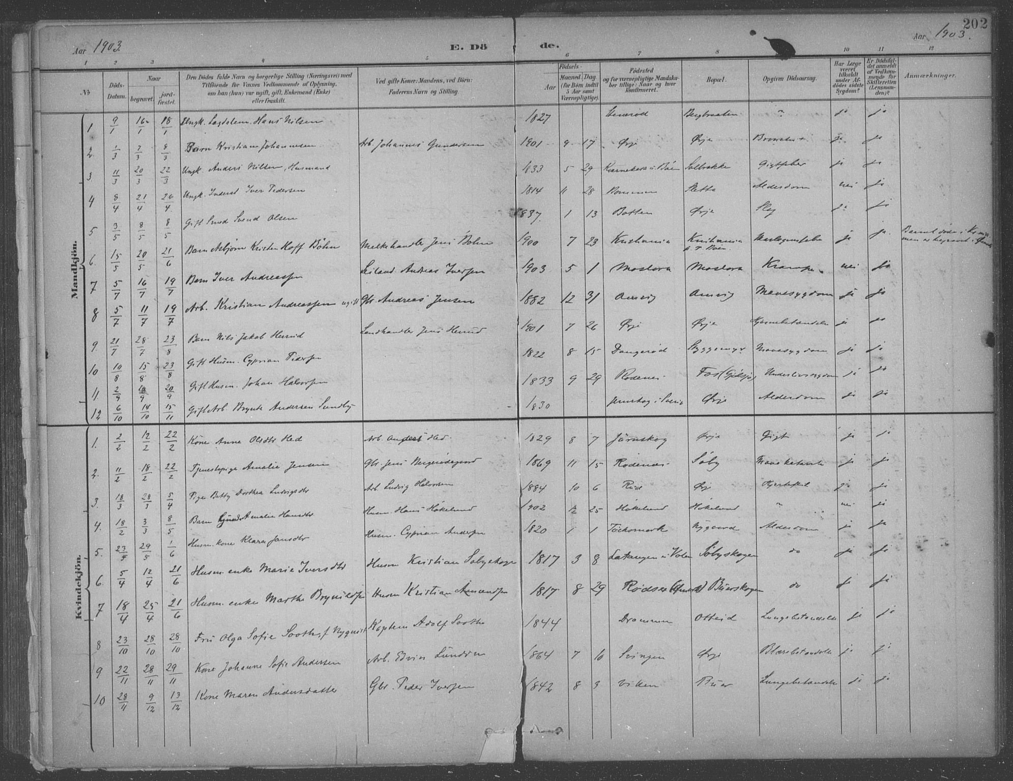 Aremark prestekontor Kirkebøker, SAO/A-10899/F/Fb/L0005: Parish register (official) no. II 5, 1895-1919, p. 202