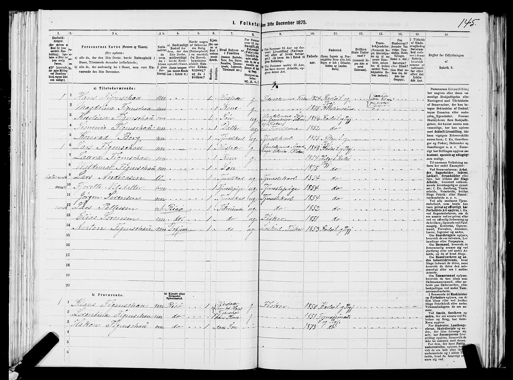 SATØ, 1875 census for 1936P Karlsøy, 1875, p. 2145