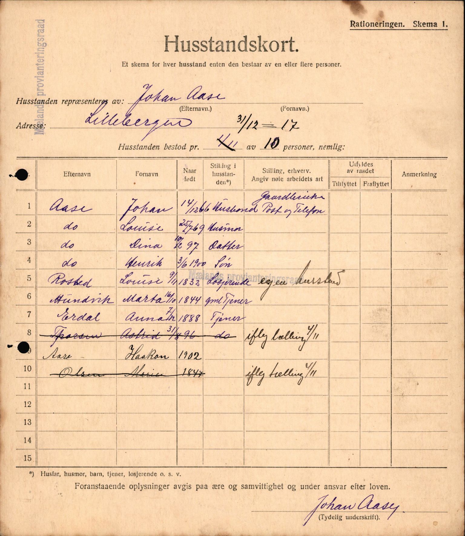 IKAH, Meland kommune, Provianteringsrådet, Husstander per 01.11.1917, 1917-1918, p. 294