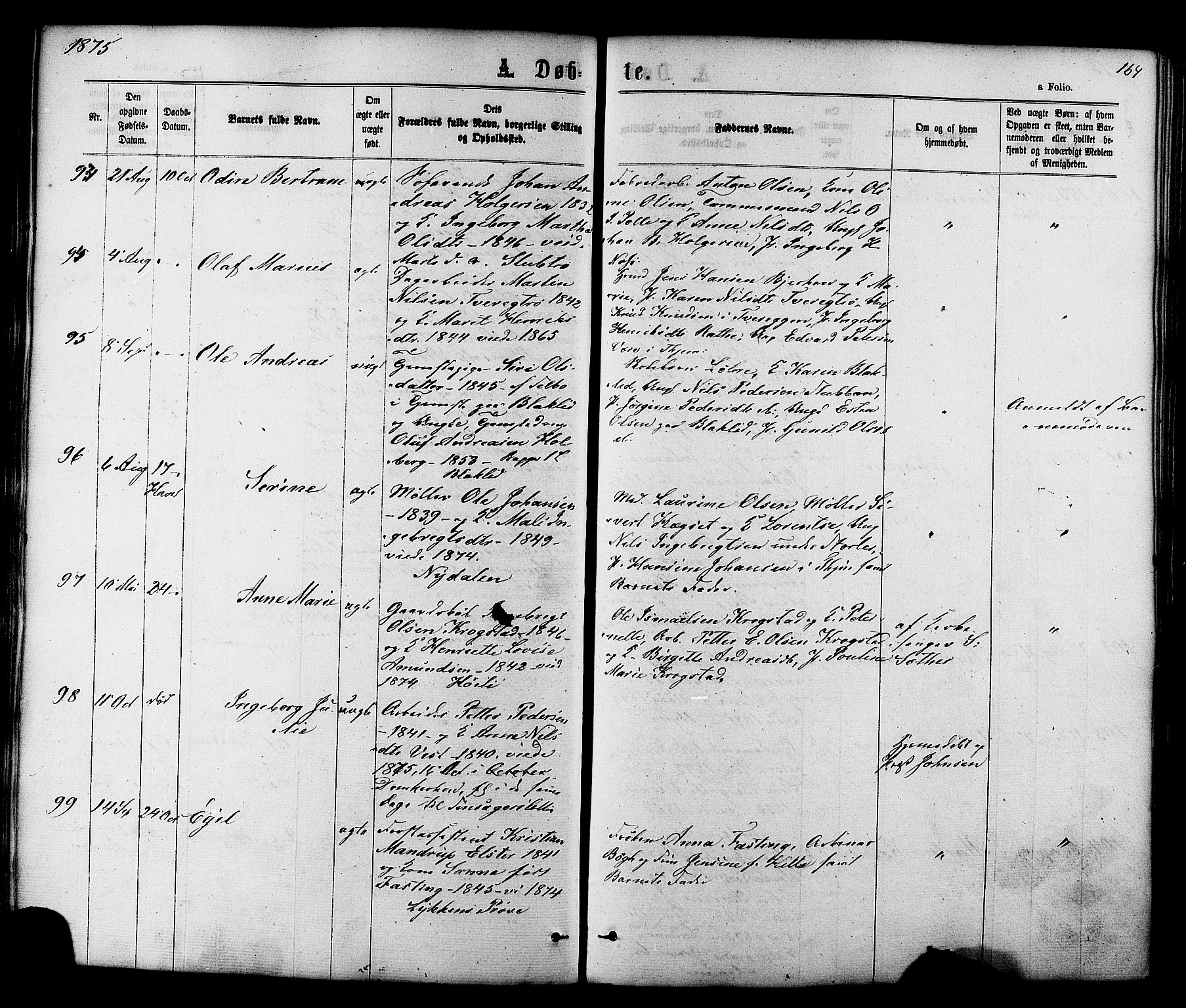 Ministerialprotokoller, klokkerbøker og fødselsregistre - Sør-Trøndelag, AV/SAT-A-1456/606/L0293: Parish register (official) no. 606A08, 1866-1877, p. 164