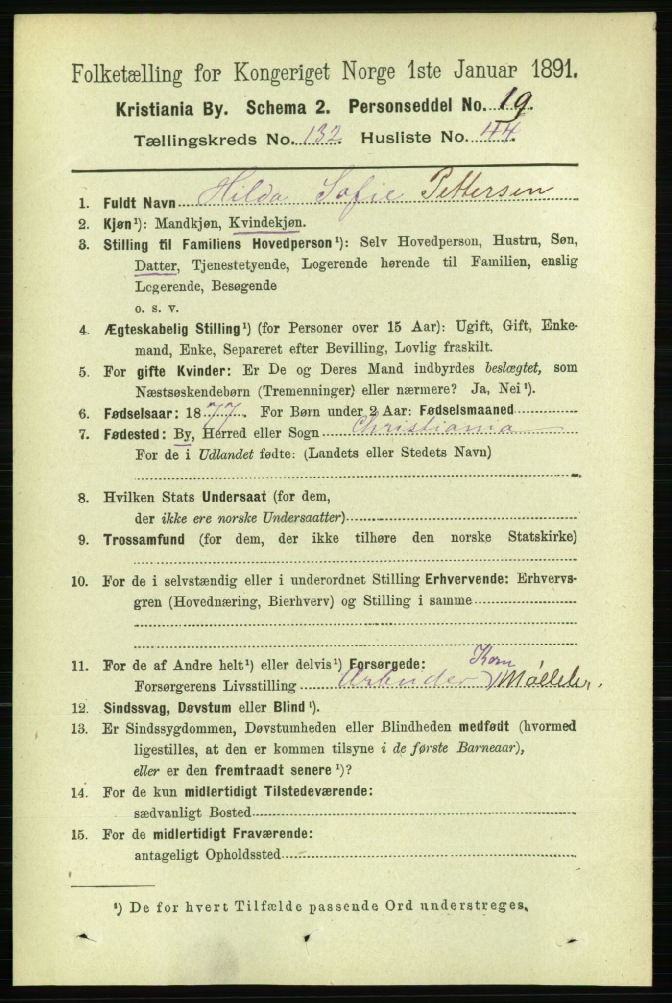 RA, 1891 census for 0301 Kristiania, 1891, p. 72096