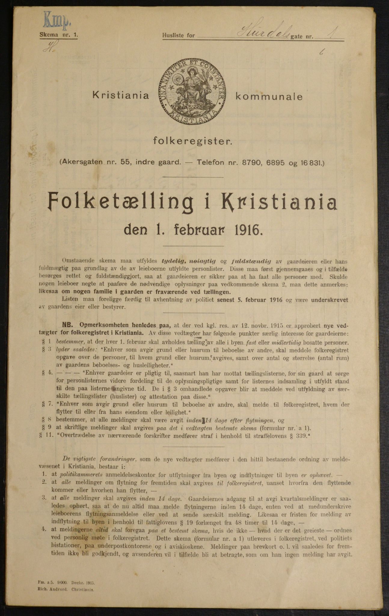 OBA, Municipal Census 1916 for Kristiania, 1916, p. 42869