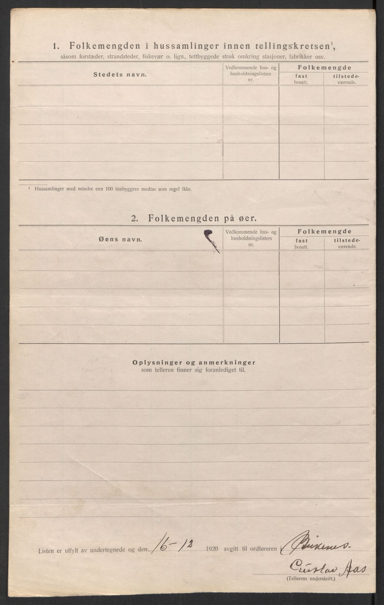 SAK, 1920 census for Birkenes, 1920, p. 24